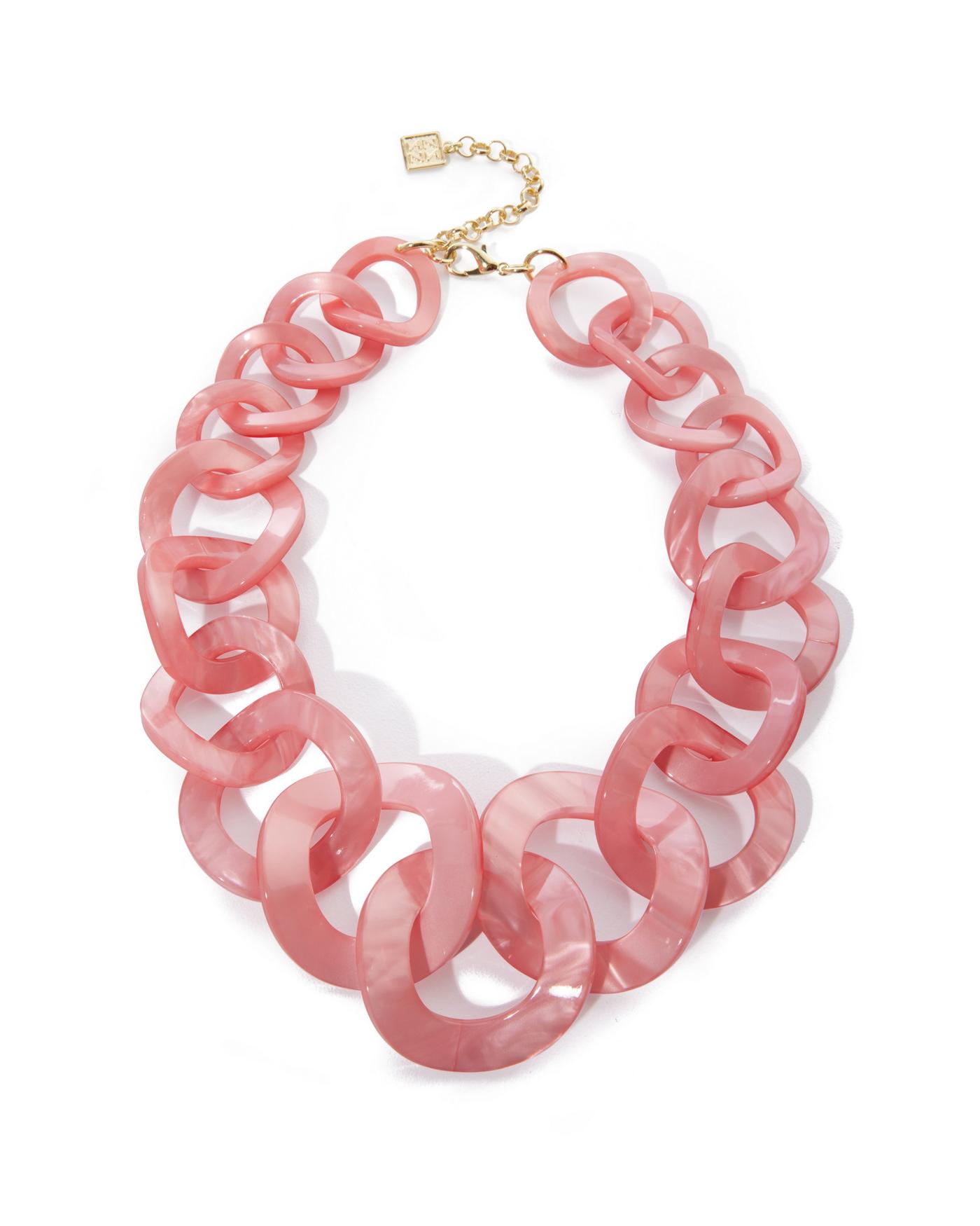 Glistening Resin Link Collar Necklace - Pink