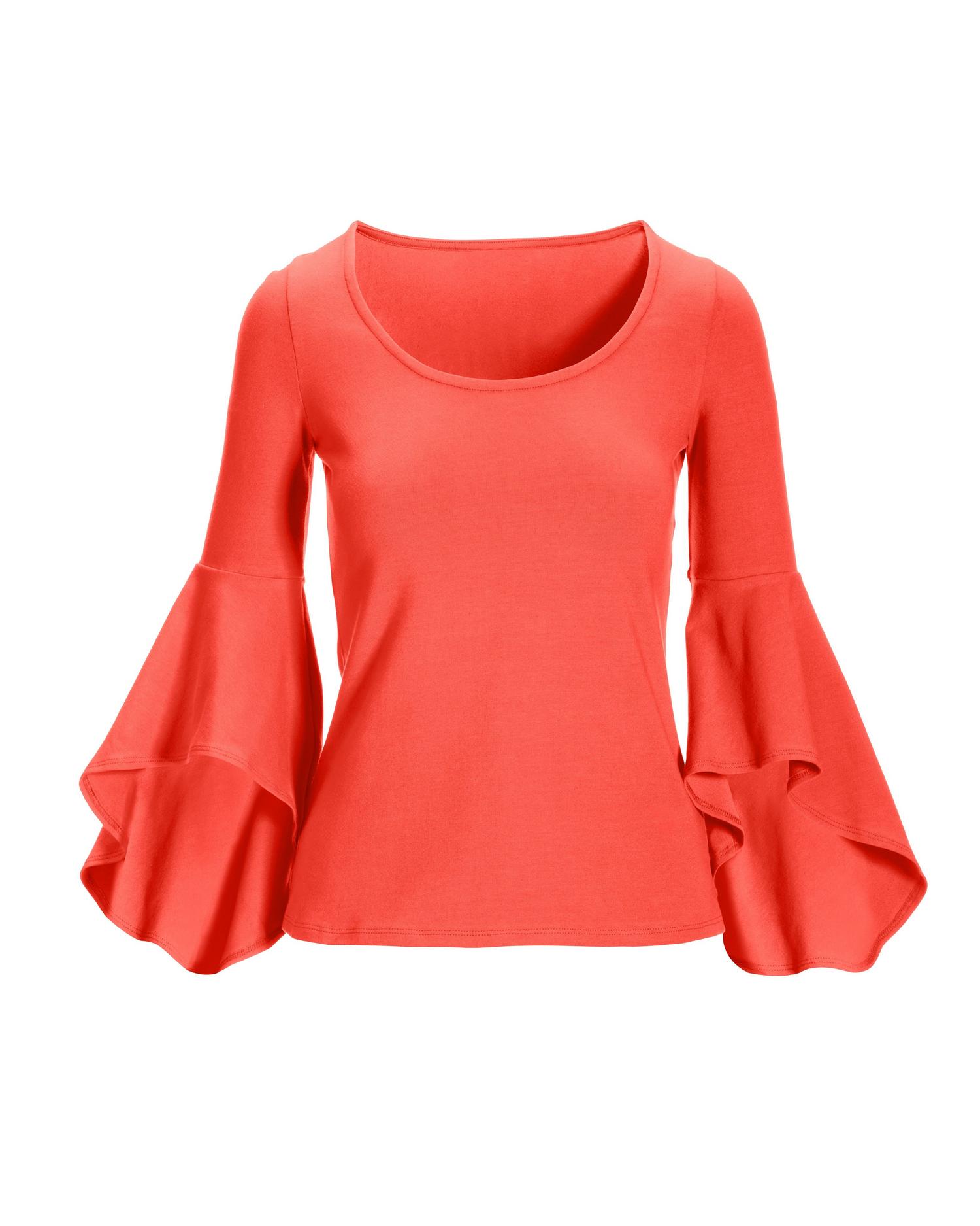 So Sexy Flare Sleeve Knit Top - Hot Coral Orange | Boston Proper