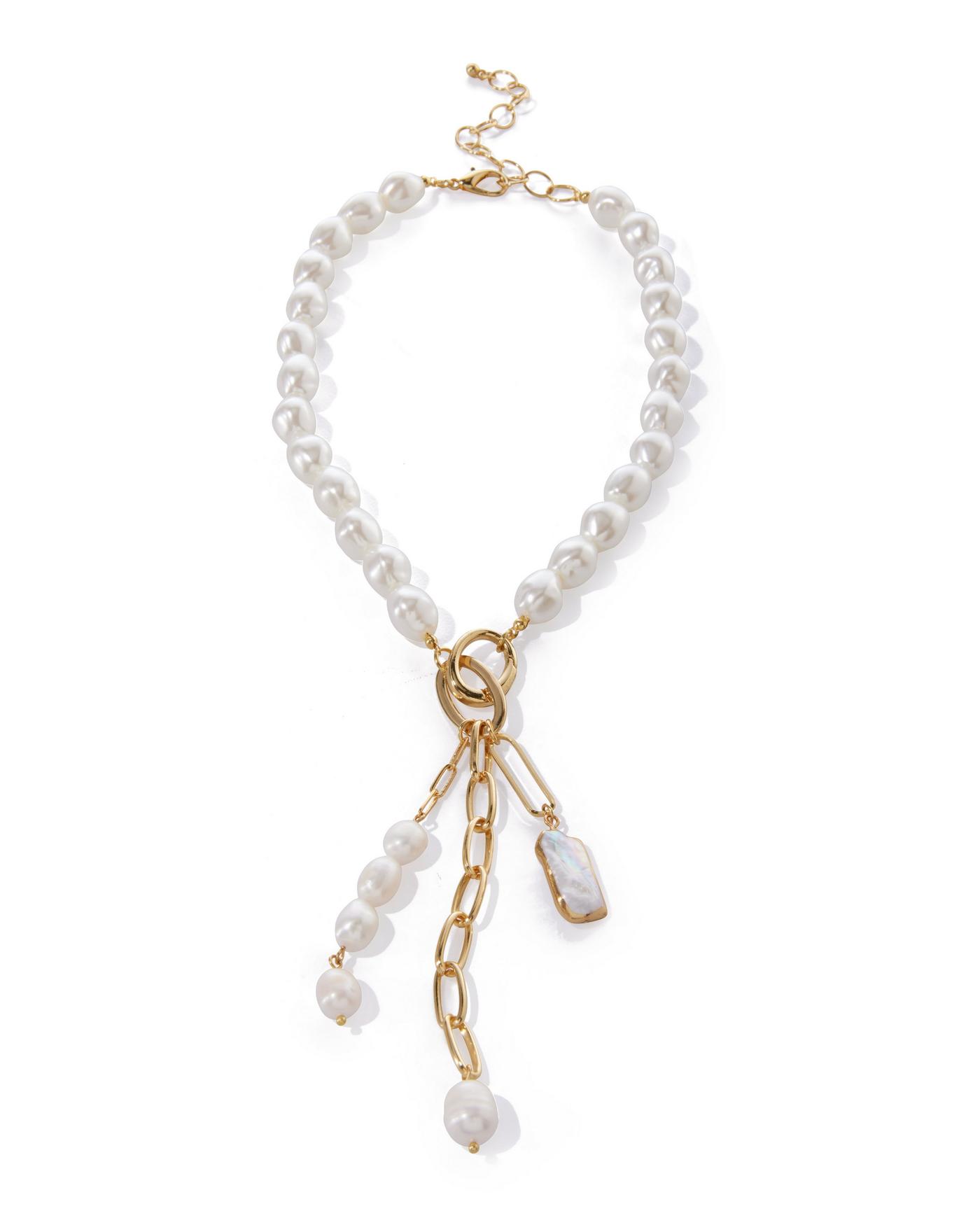 Half Cultured Pearl and Paperclip Chain Necklace - Brilliant Earth