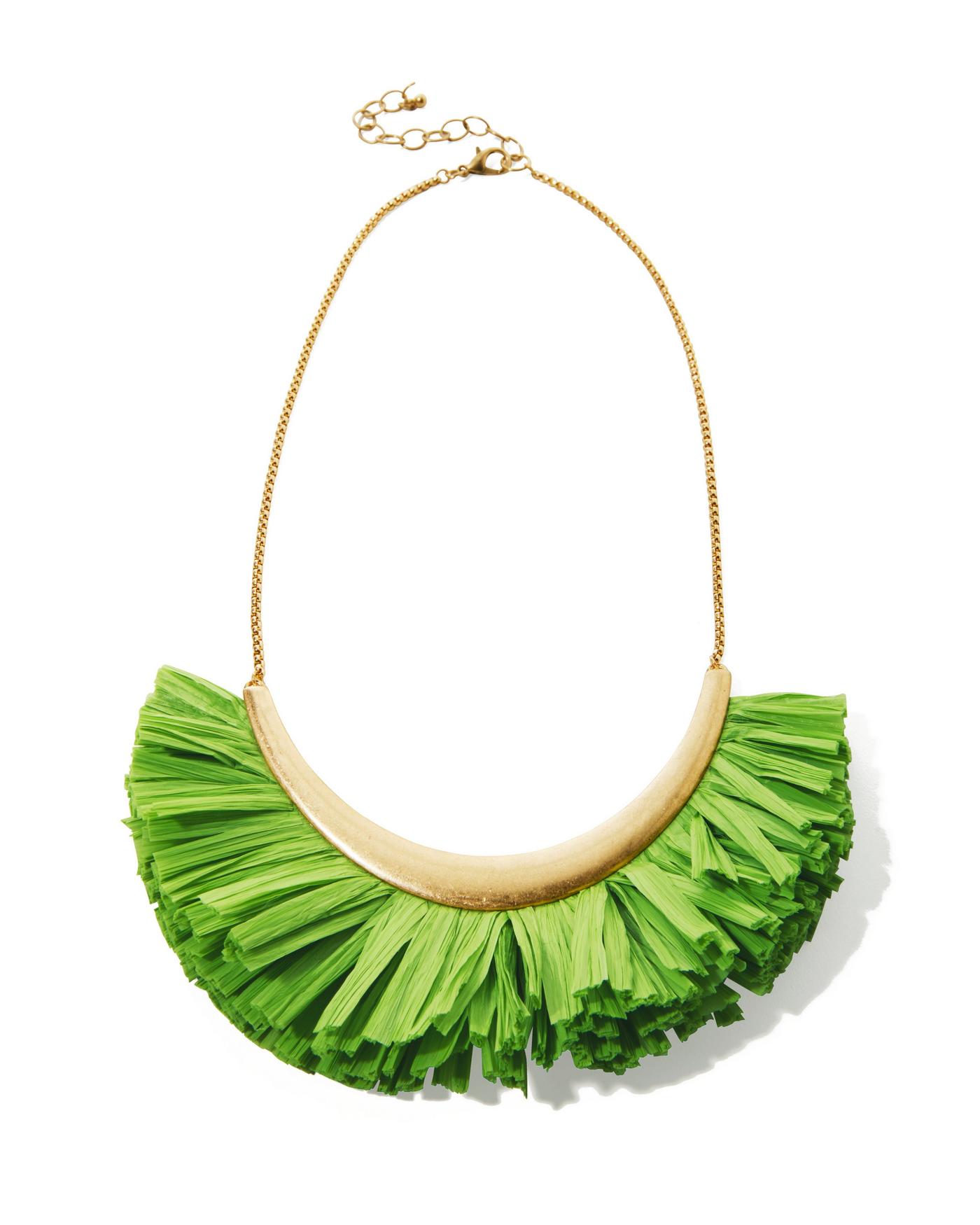 Raffia Statement Necklace Green