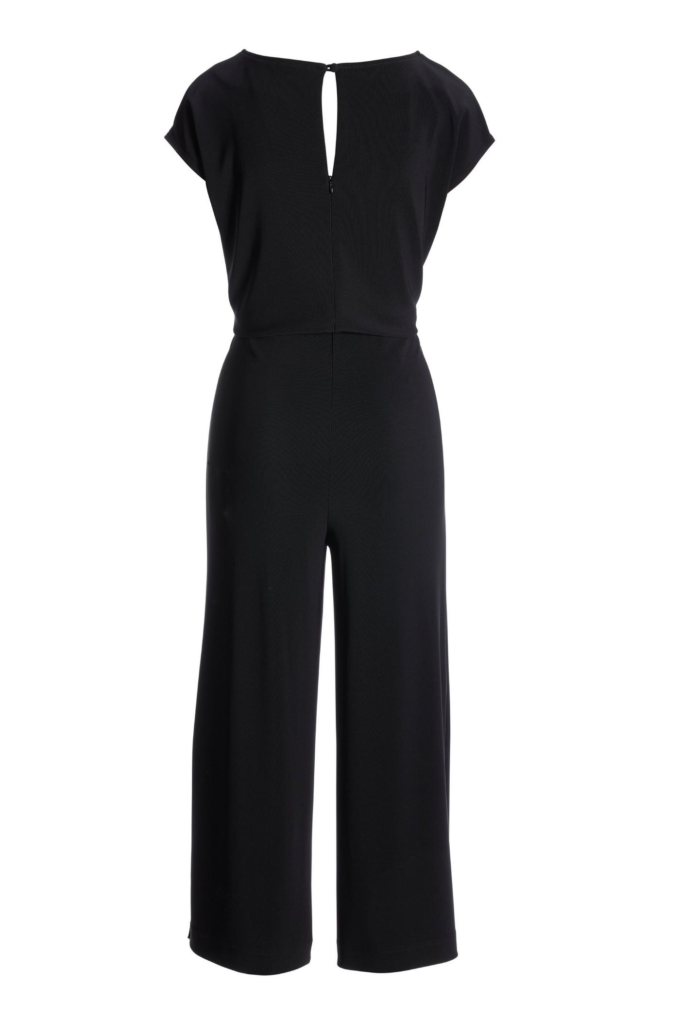 Beyond Travel V-neck Drawstring Crop Jumpsuit - Jet Black