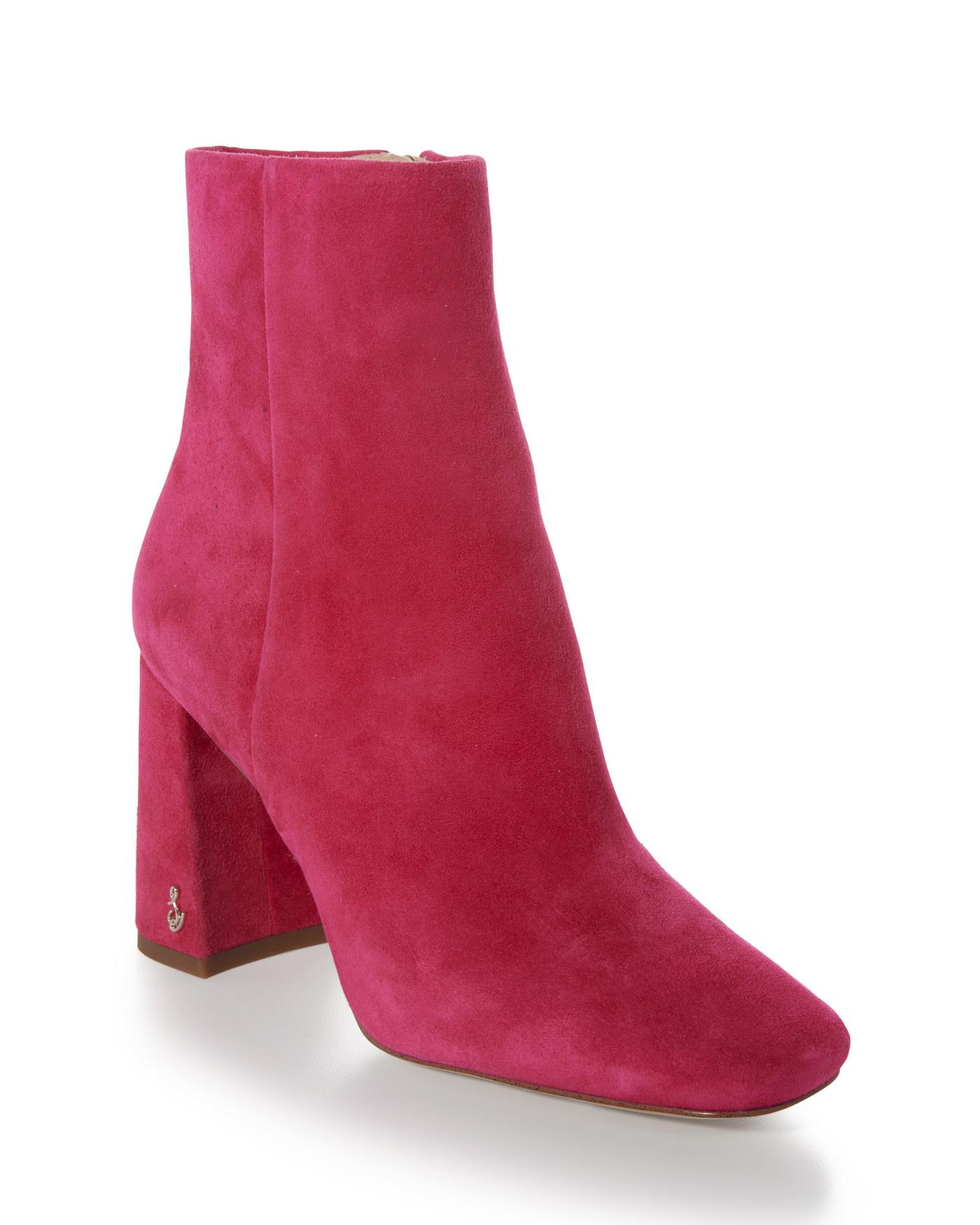 Square Toe Heeled Bootie - Pink