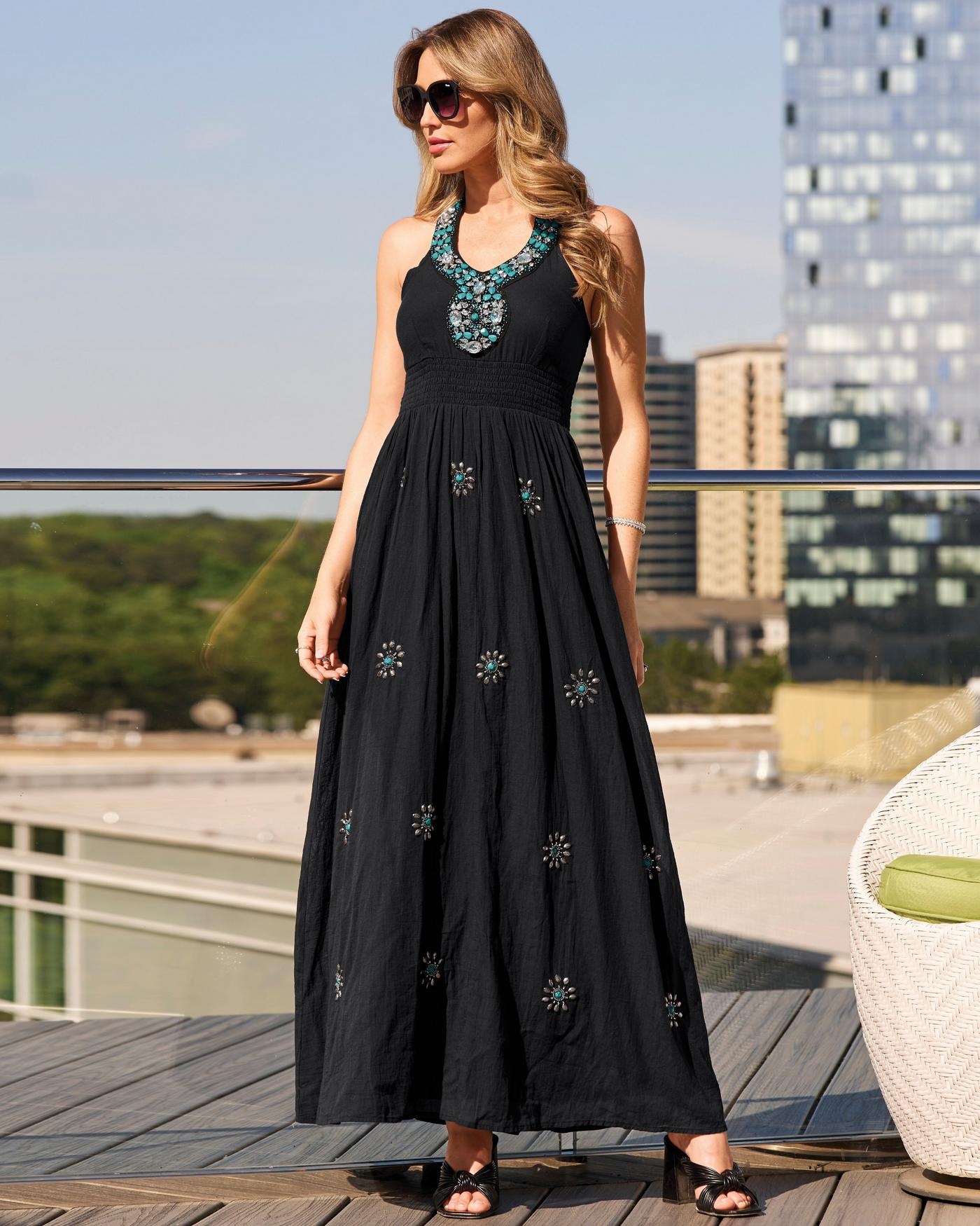 Black and hotsell turquoise dress