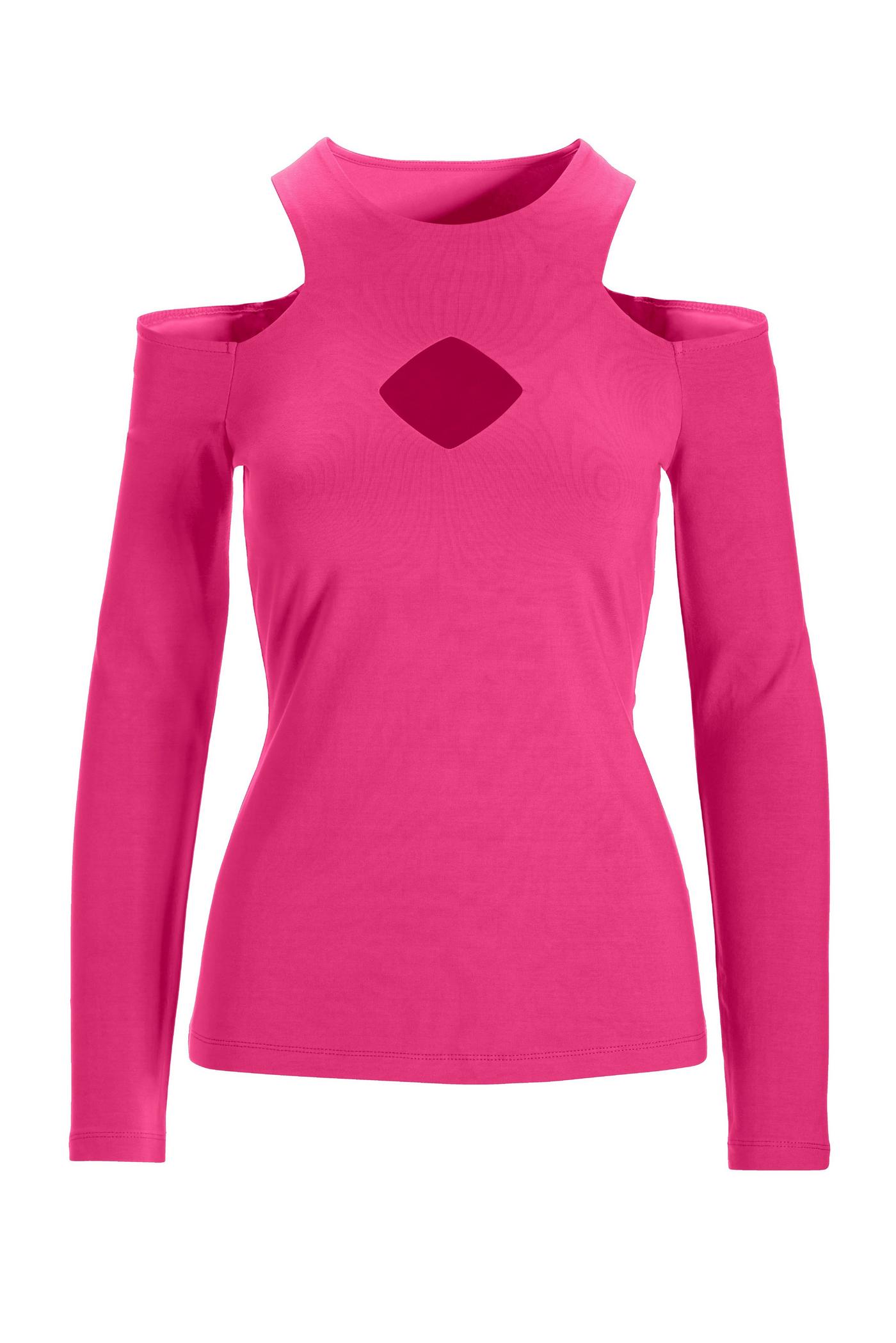 Pink Corset Top with Long Sleeves and a Cold Shoulder