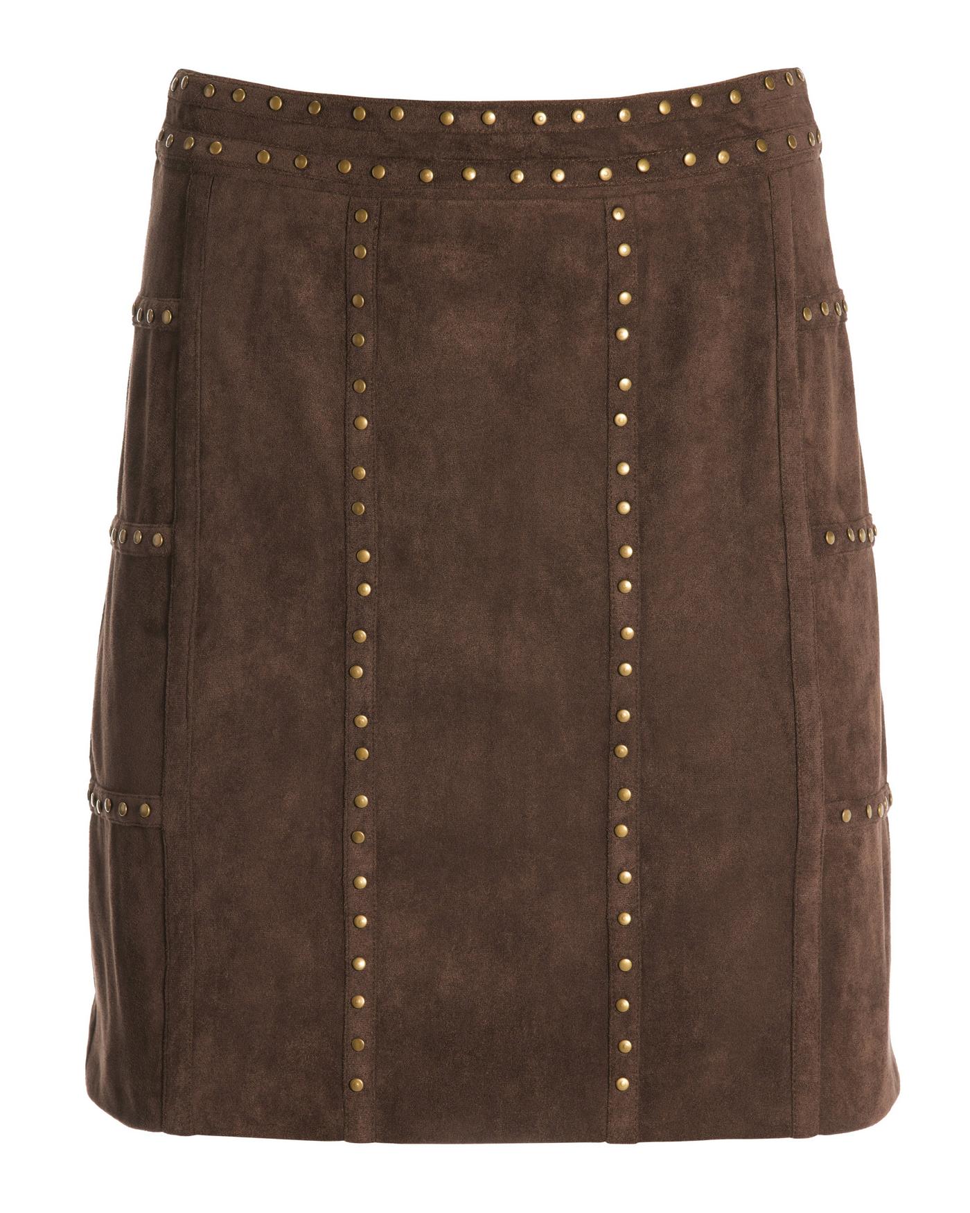 Faux Suede Mini Skirt M / Brown