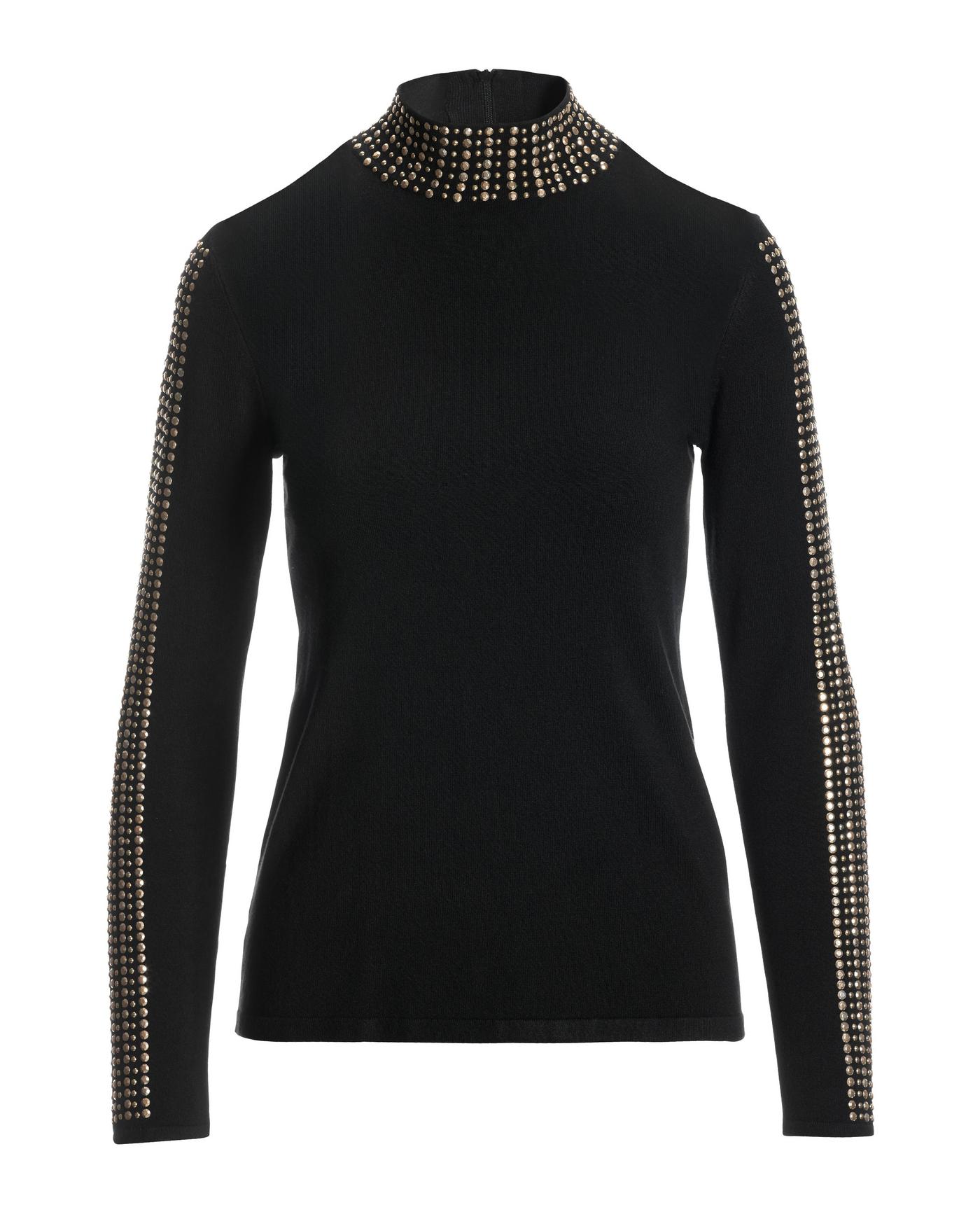 Studded Turtleneck Sweater - Black