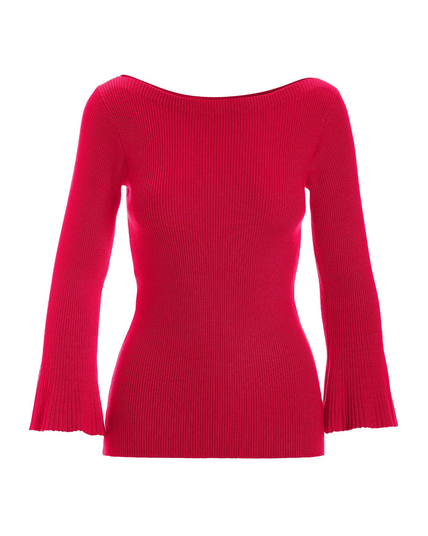 Ribbed Boatneck Flare Sleeve Sweater Lollipop