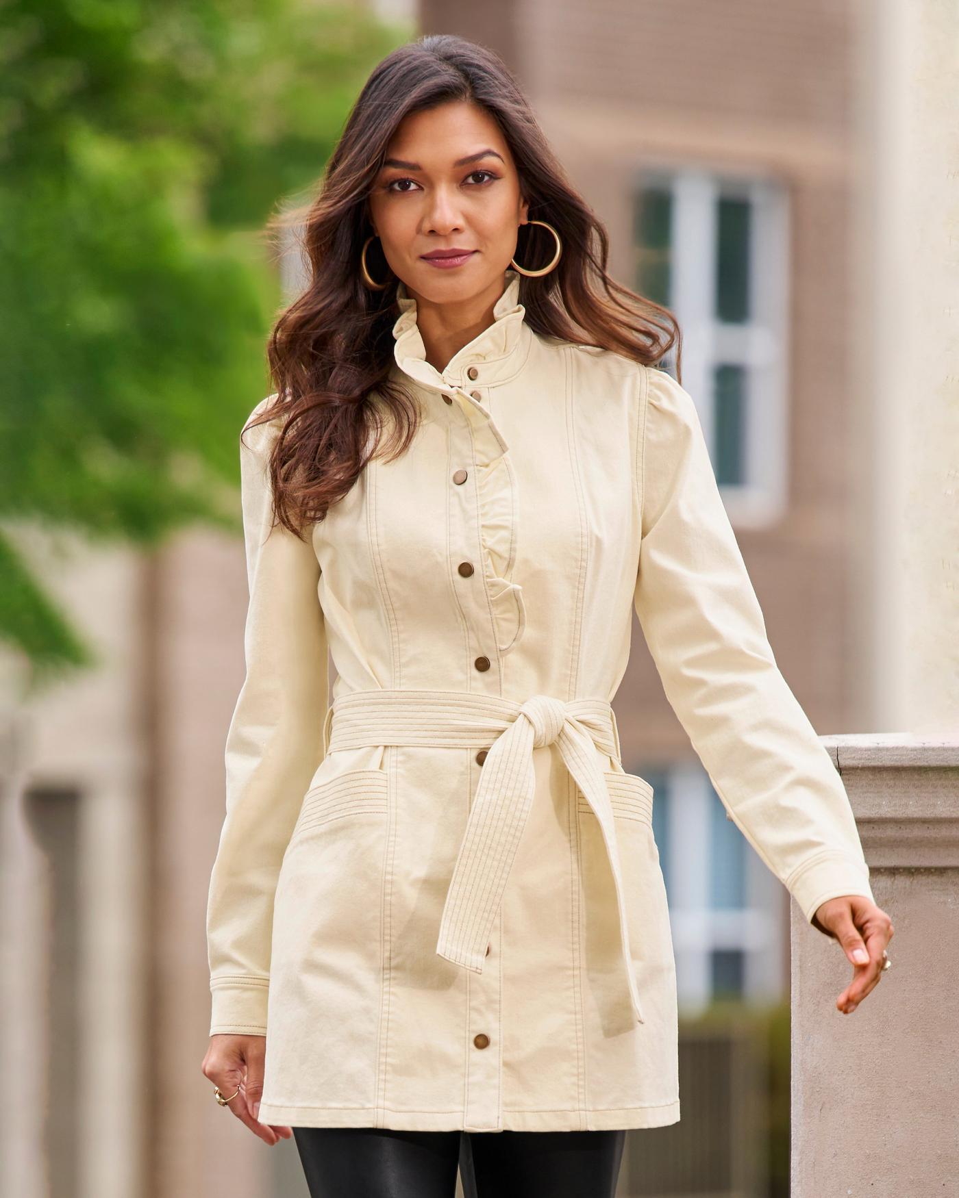 Ruffle Trim Trench