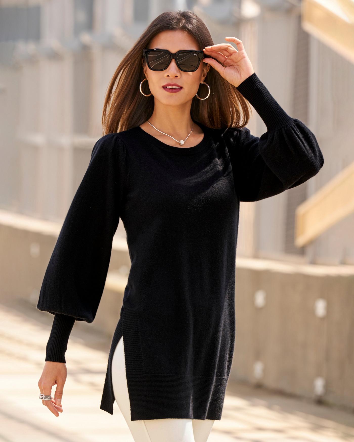 Black cashmere tunic sale