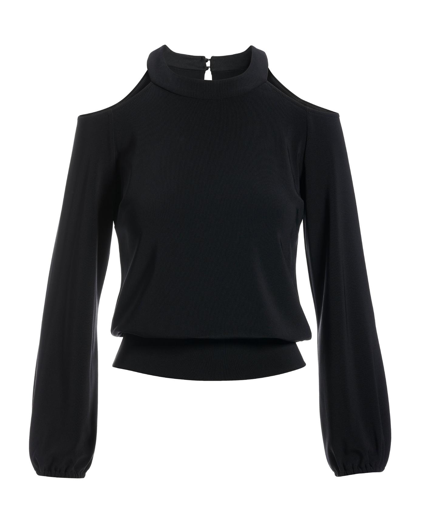 black long sleeve cold shoulder top