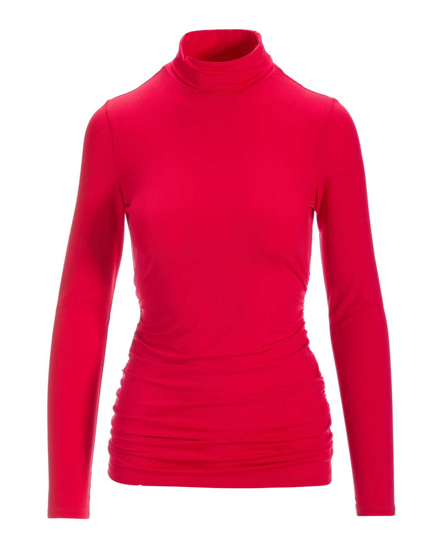 Buy Happiness İstanbul Solid Ruched High Neck Top In Red