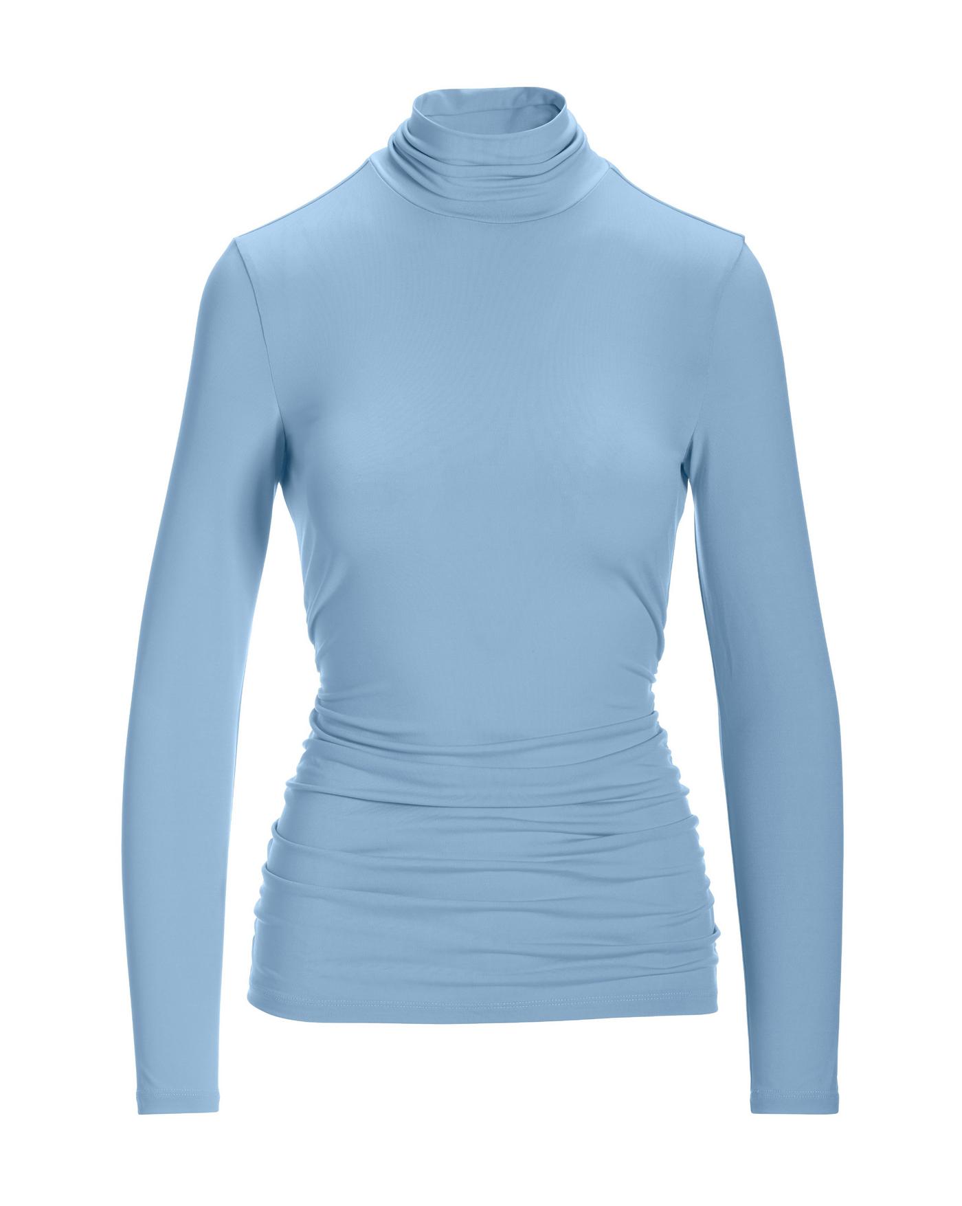 So Chic Ruched Turtleneck Top Airy Blue