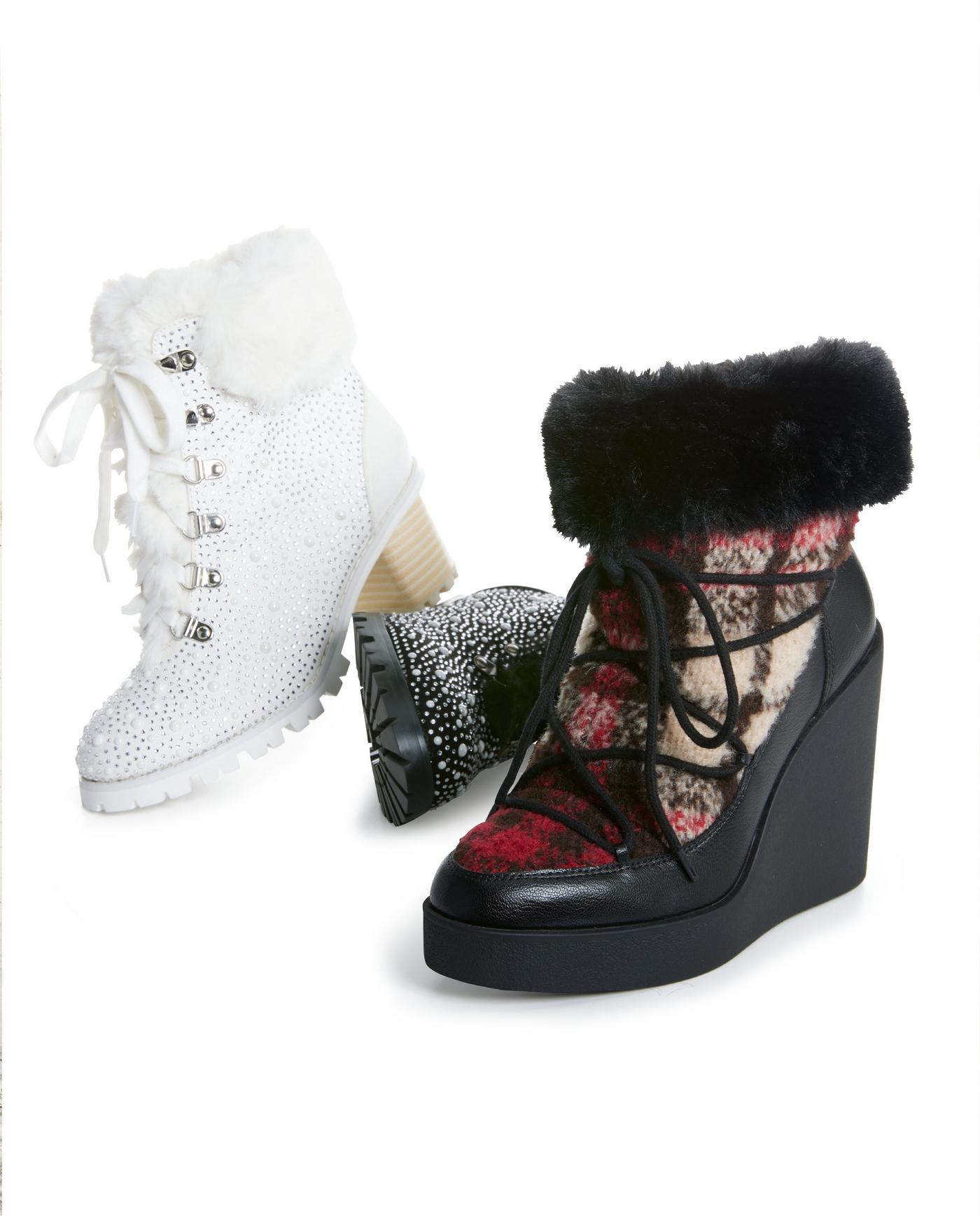 Wedge on sale boots fur