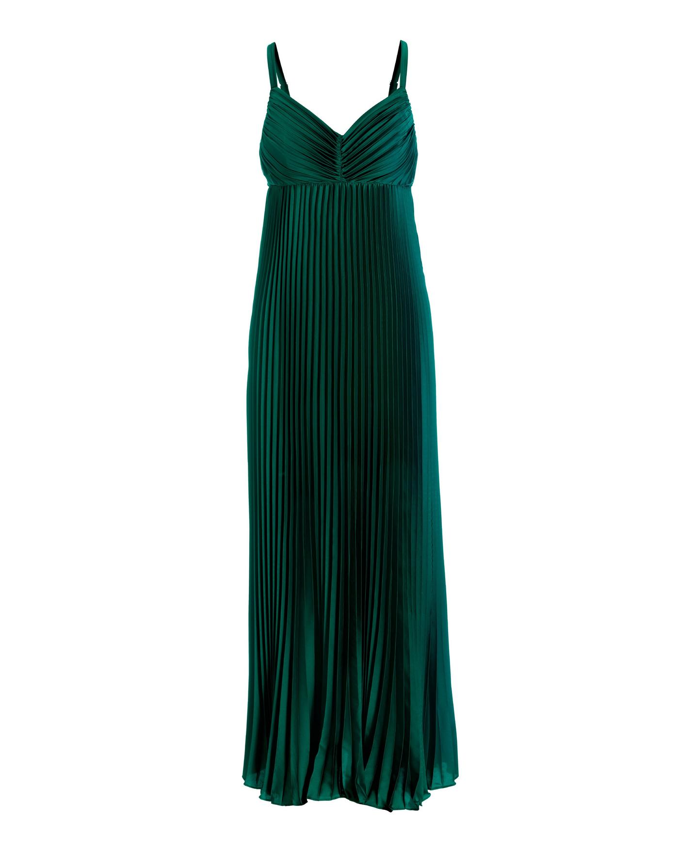 Liquid Shine pleated Maxi Dress - Deep Emerald