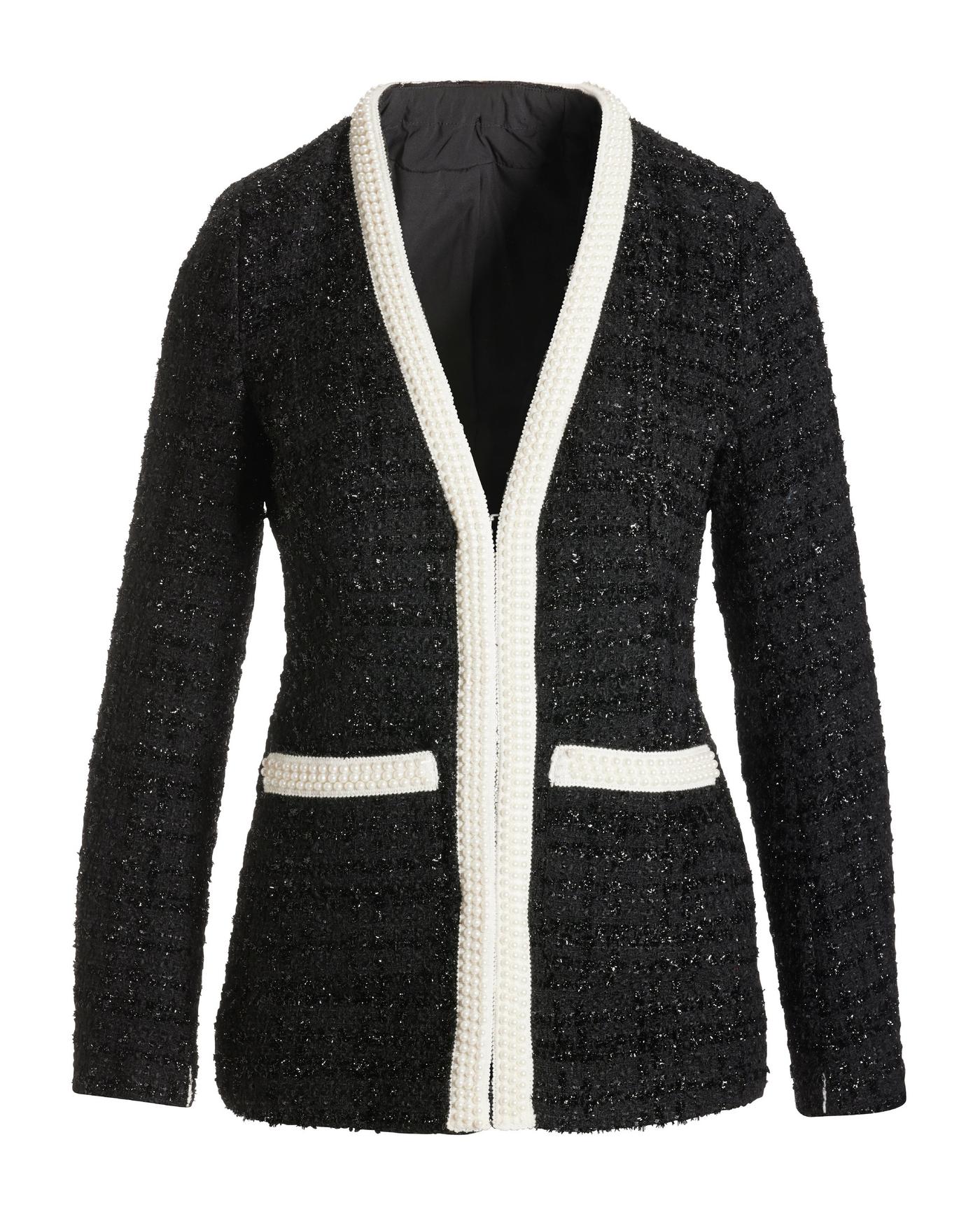 Classic Pearl Trim Tweed Parisian Jacket - Black | Boston Proper