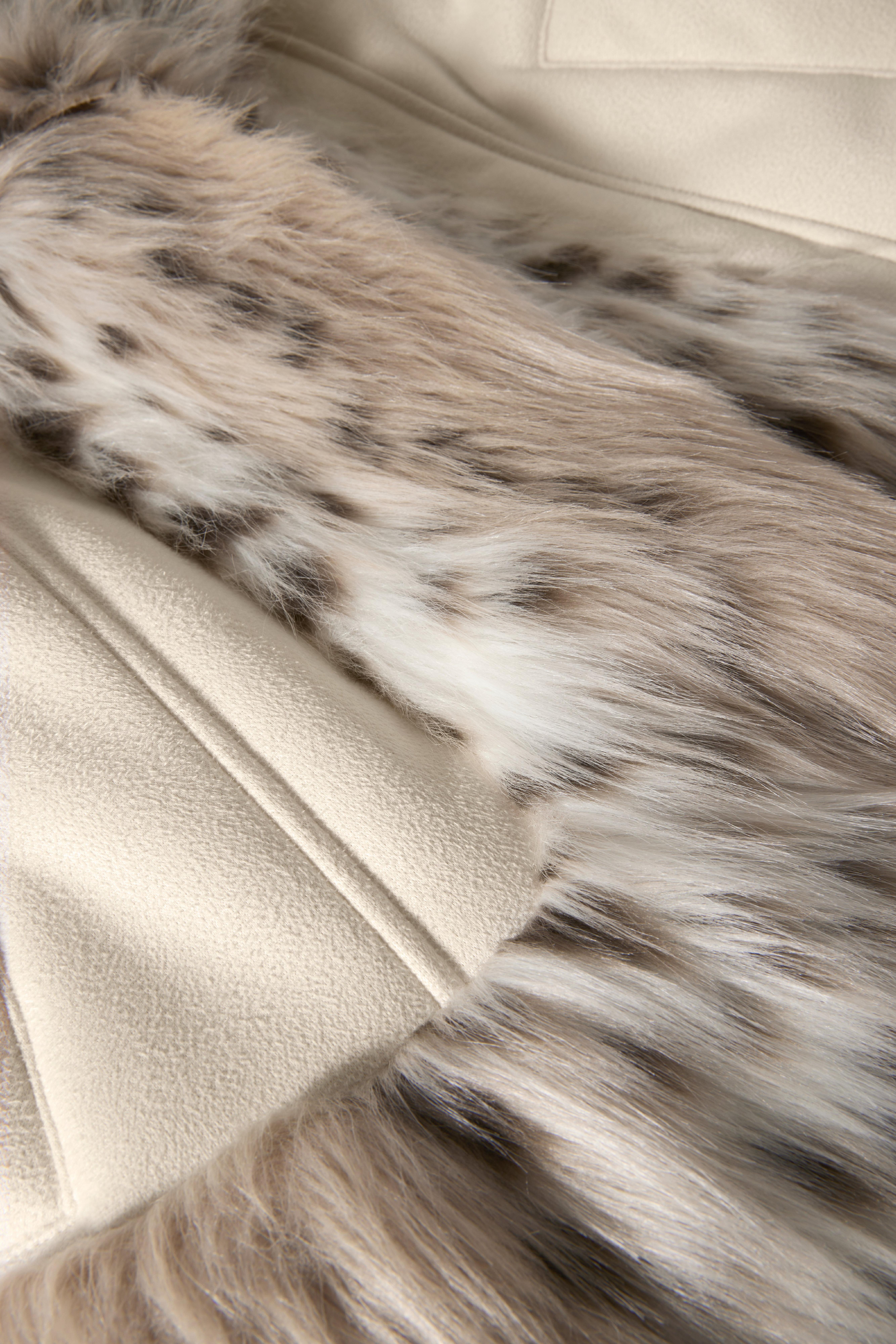 Leopard Print Faux Fur Trim Coat - Ivory | Boston Proper