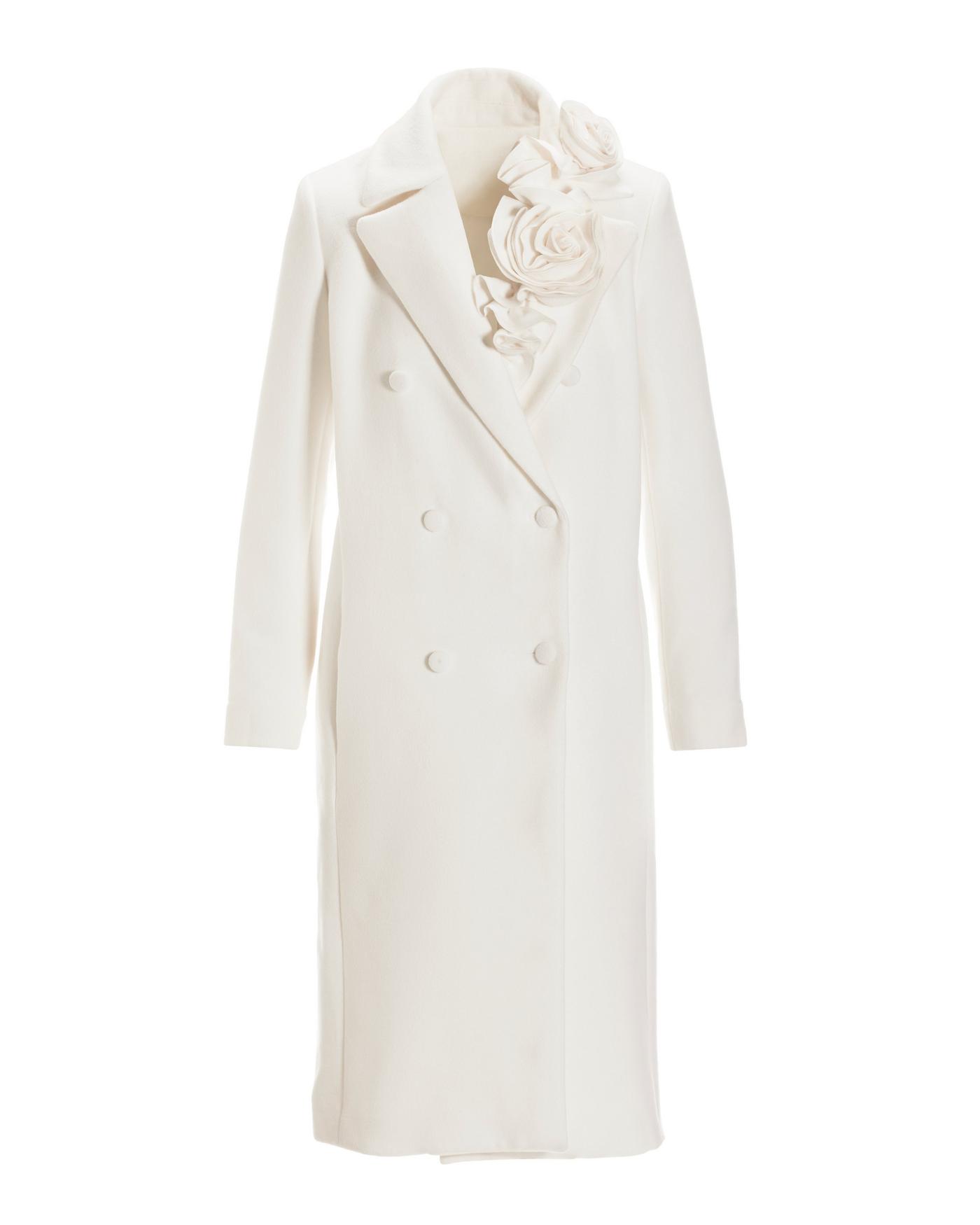 Rosette Mid Length Tailored Coat - Winter White