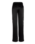 Malibu Satin High Waist Wide Leg Cargo Pant - Black