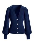 Louis Vuitton Navy Blue Sequin Embellished Button Front Cardigan M