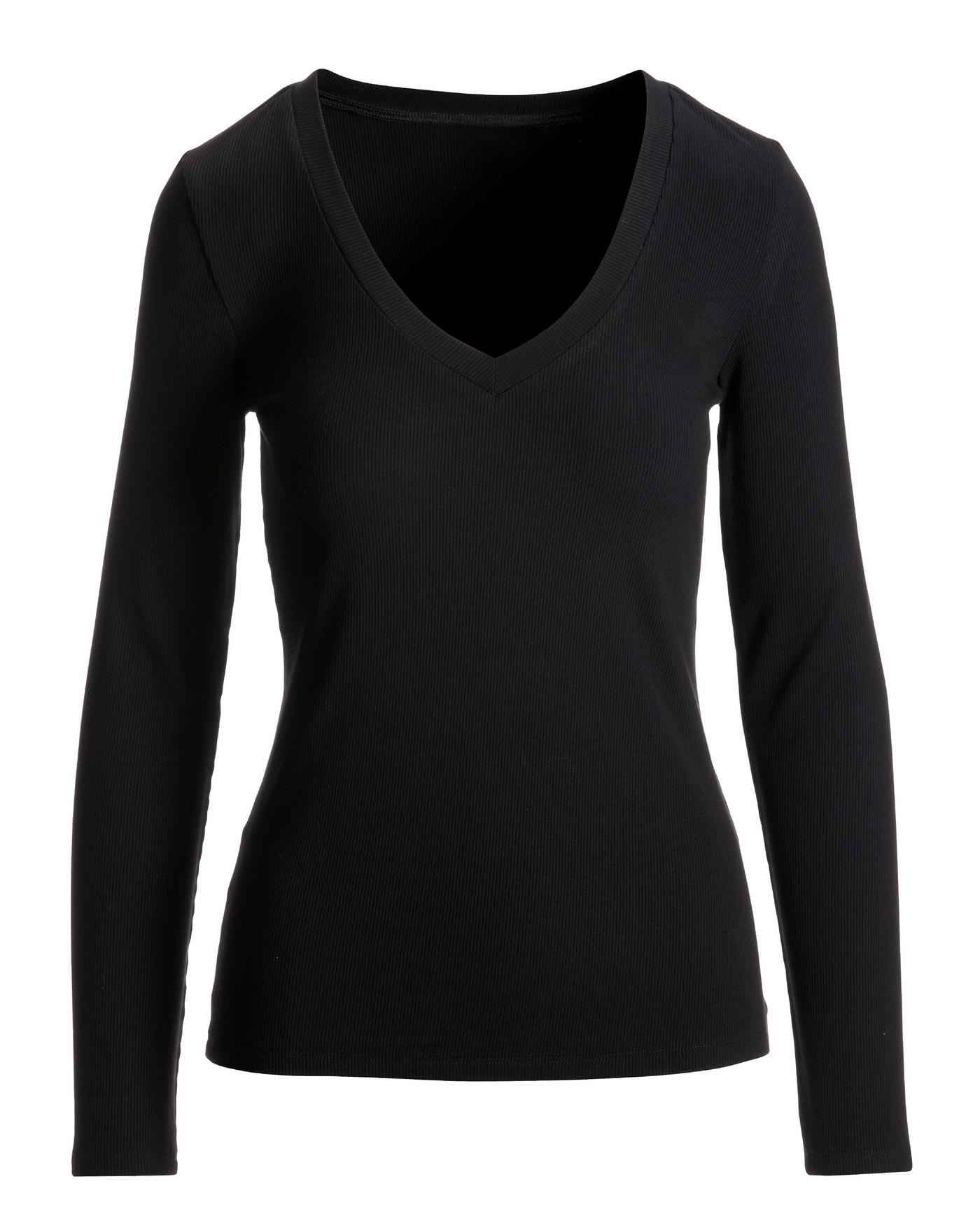 Black v neck long sleeve top hotsell