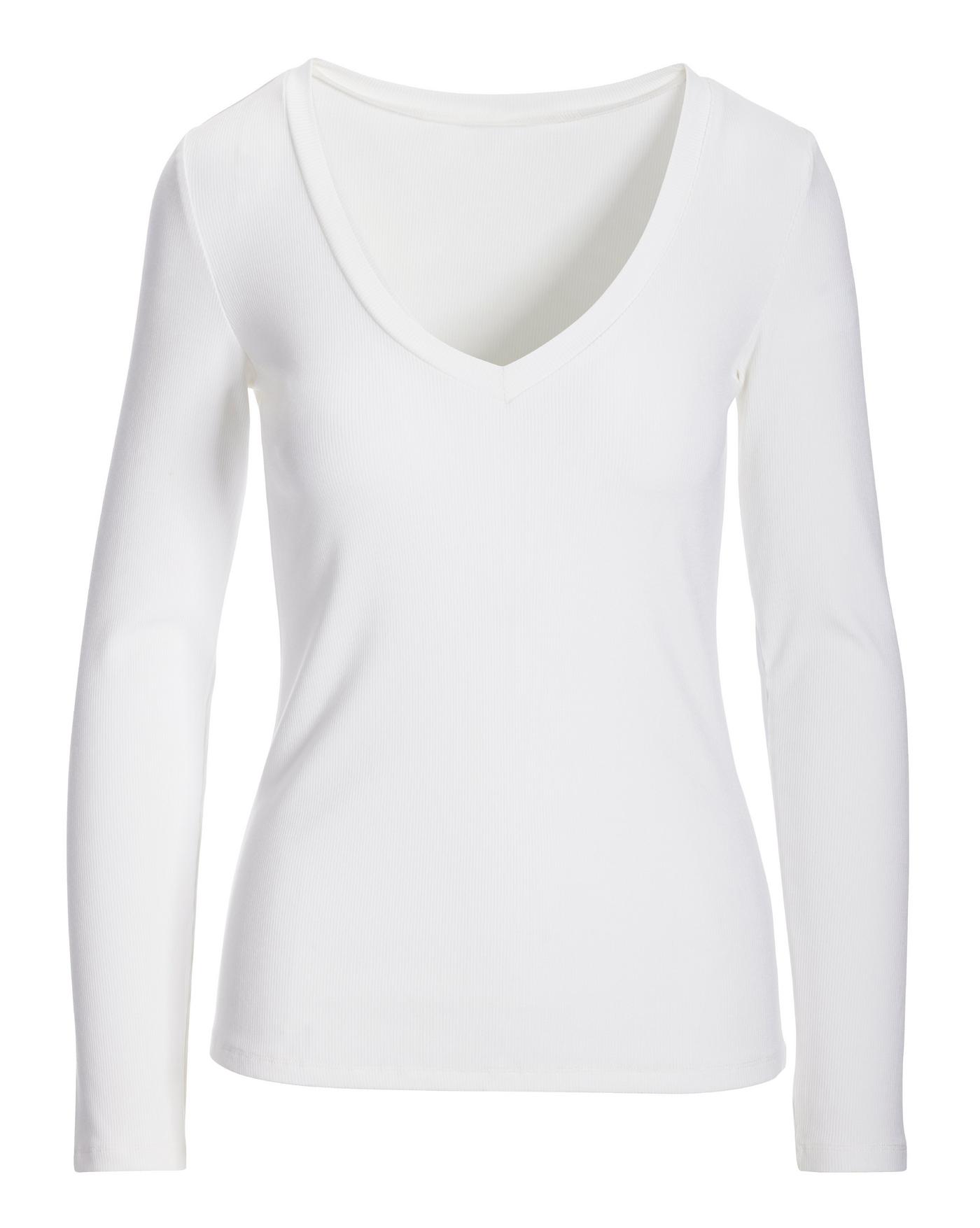 Women's Ribbed Long-Sleeve V-Neck T-Shirt