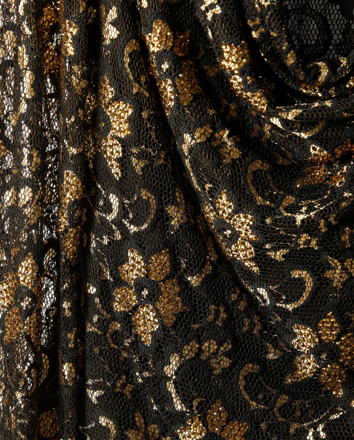 Boston Proper - Black/Gold - Embellished Cowl Neck Lace Top - Xs