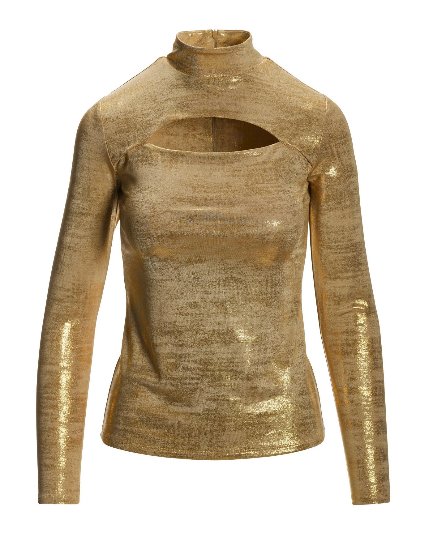 Gold metallic outlet turtleneck