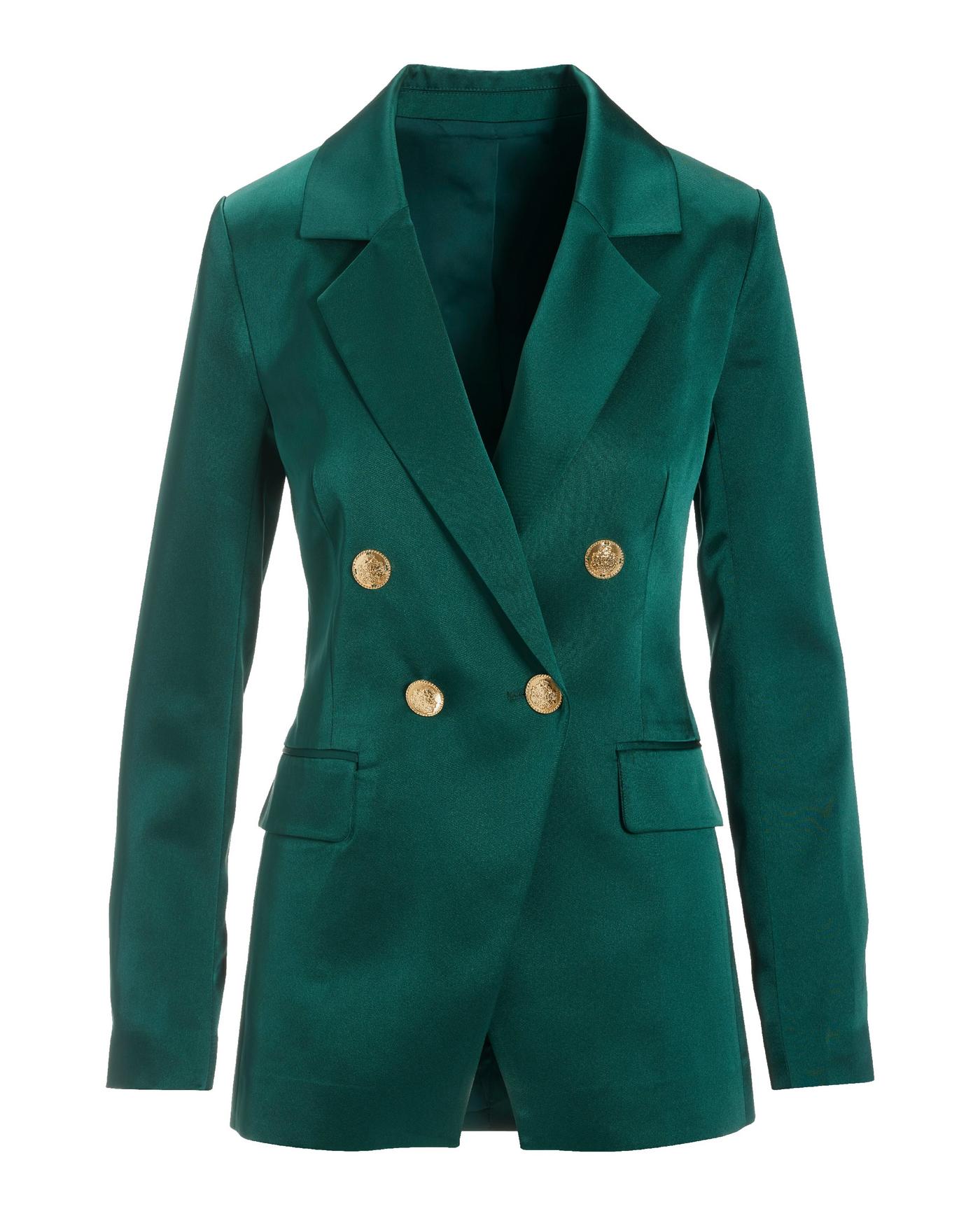 Emerald Green One-Button Long Blazer