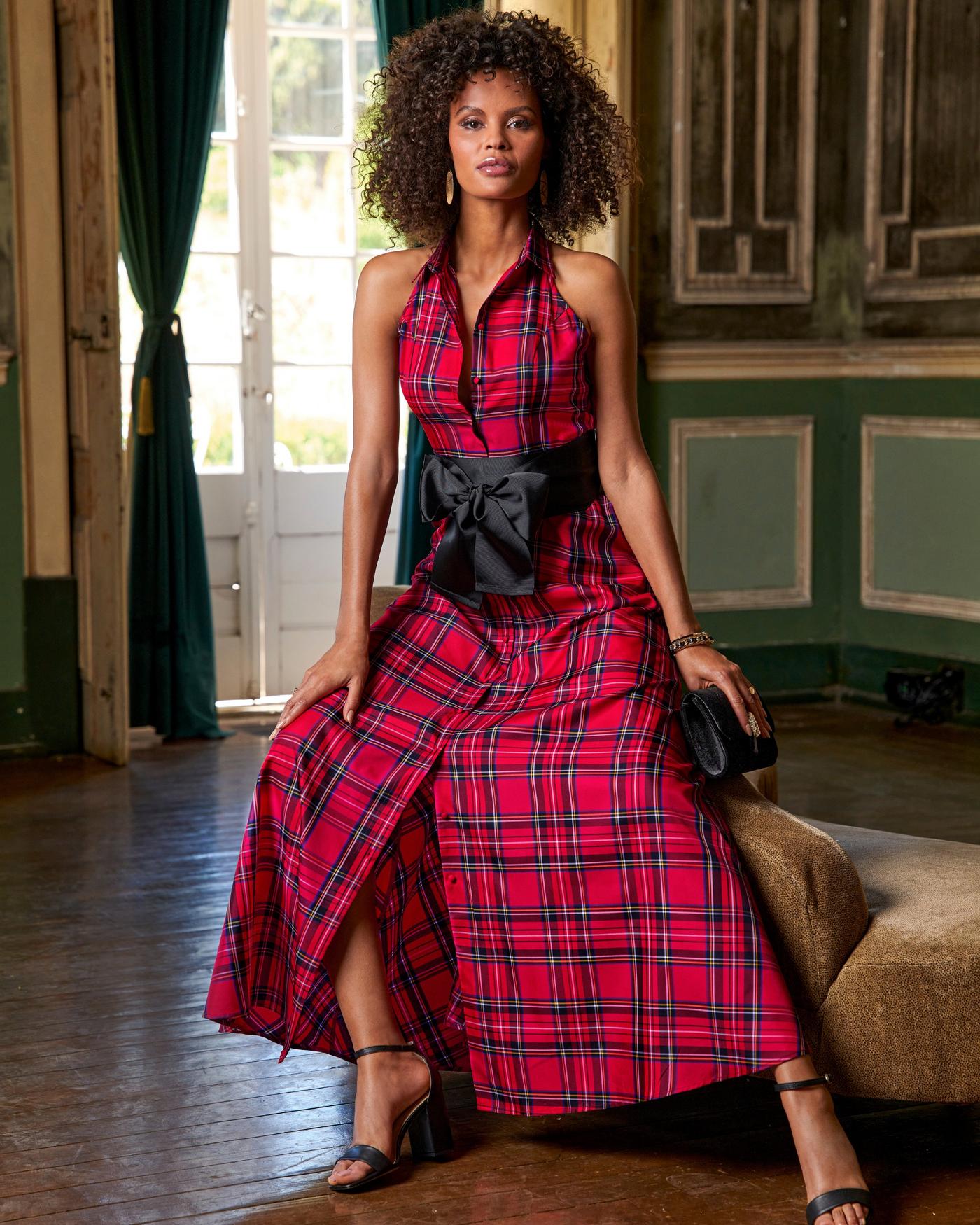 Red plaid best sale shift dress