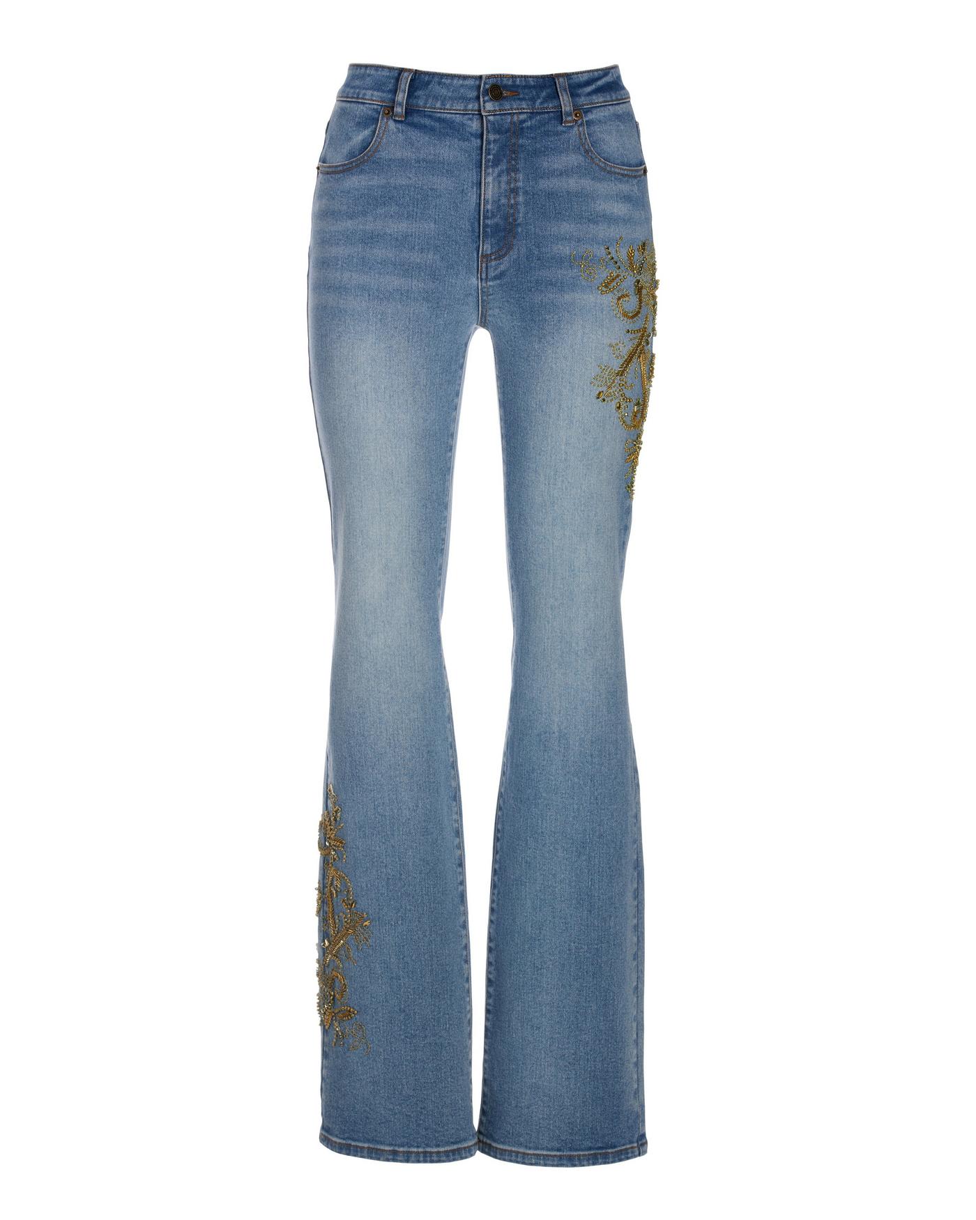 Monterey Precious Metals Embellished Bootcut Denim - Light Wash