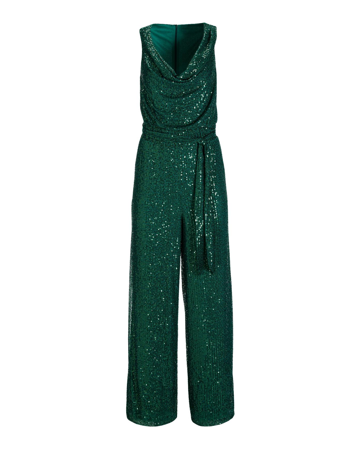 Green Sequin Jumpsuit - Iridescent Jumpsuit - Cowl Neck Jumpsuit - Lulus