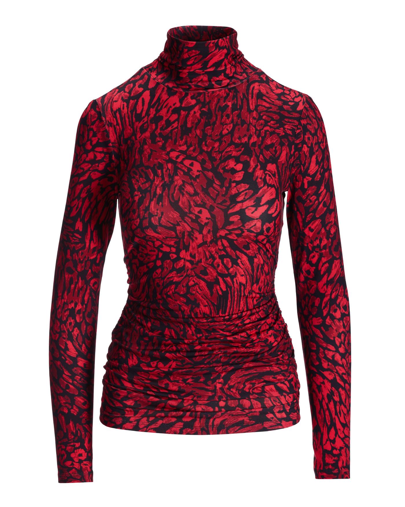 So Chic Crimson Cheetah Turtleneck - Red | Boston Proper