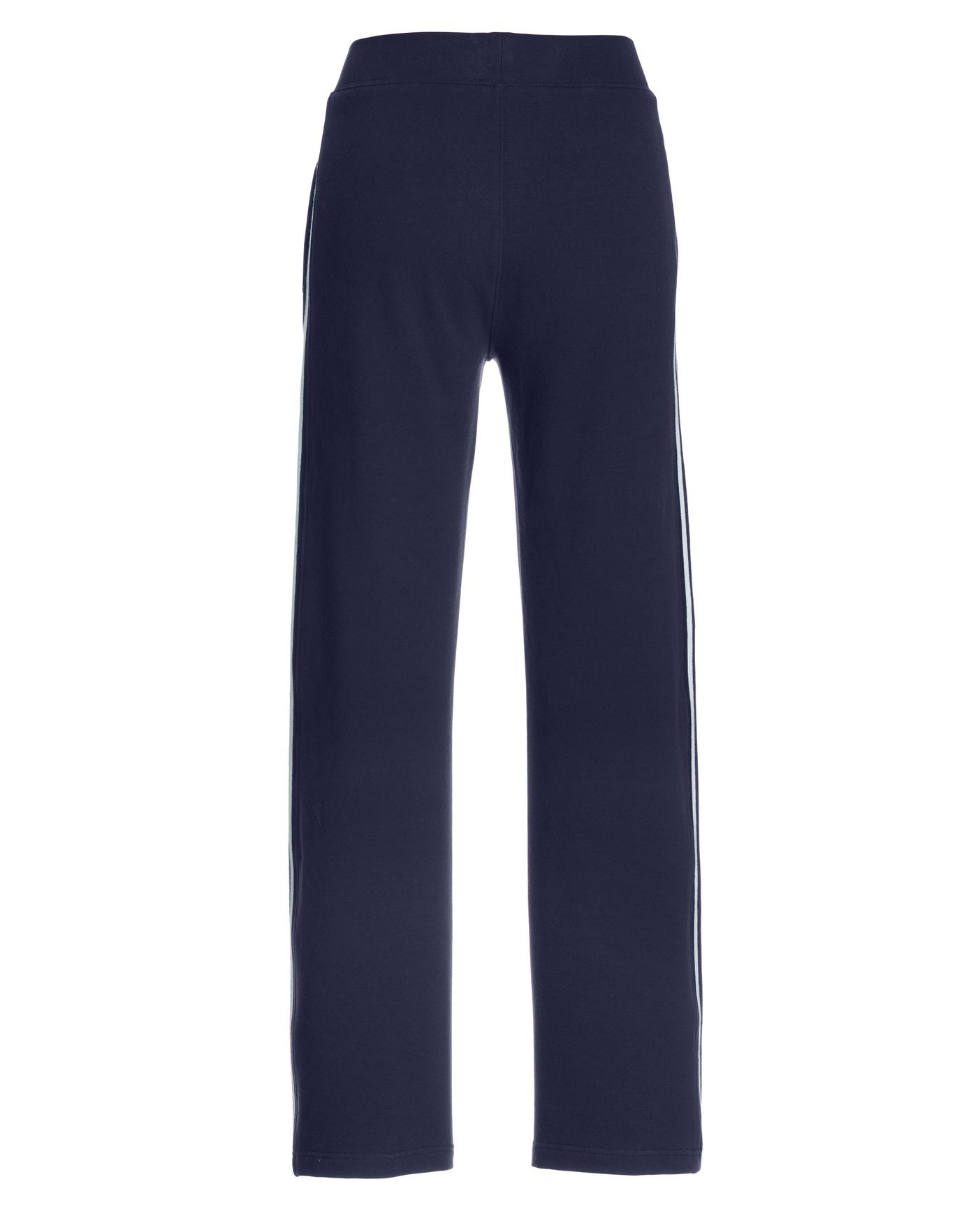 Striped French Terry Hardware Full Length Pant Set - Navy White