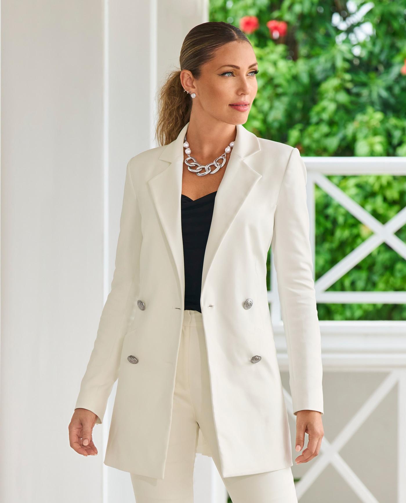 Tailored long blazer sale