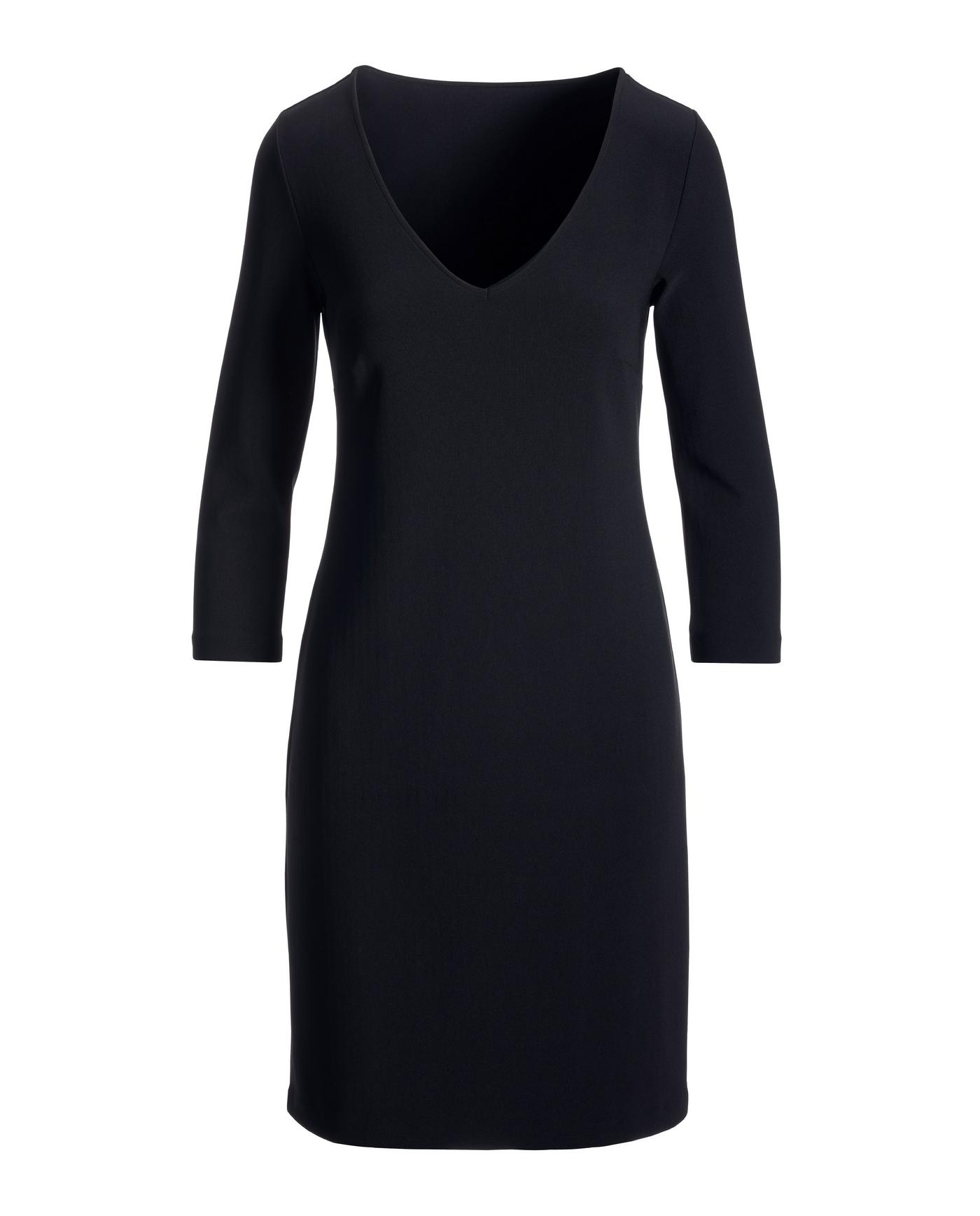 Beyond Travel Three-Quarter Sleeve V Neck Dress - Jet Black