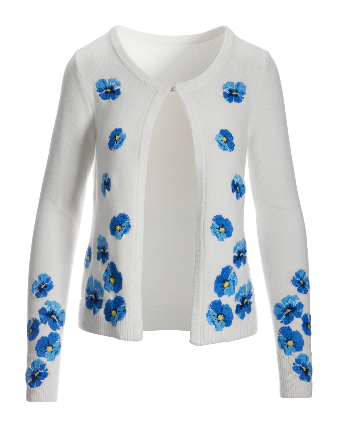 Floral Embroidered Cardigan - White / Blue | Boston Proper