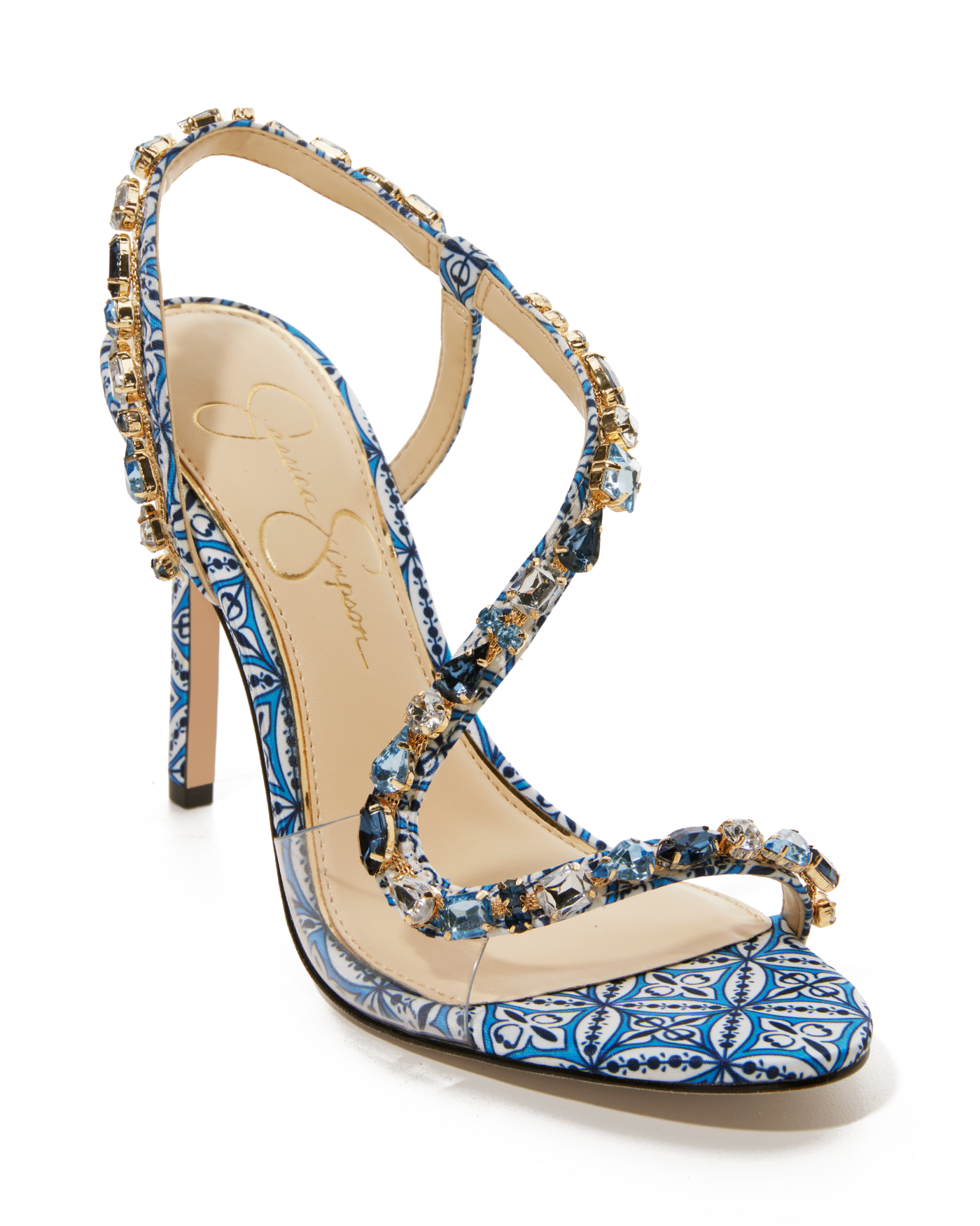 Printed Embellished Heel Blue Multi