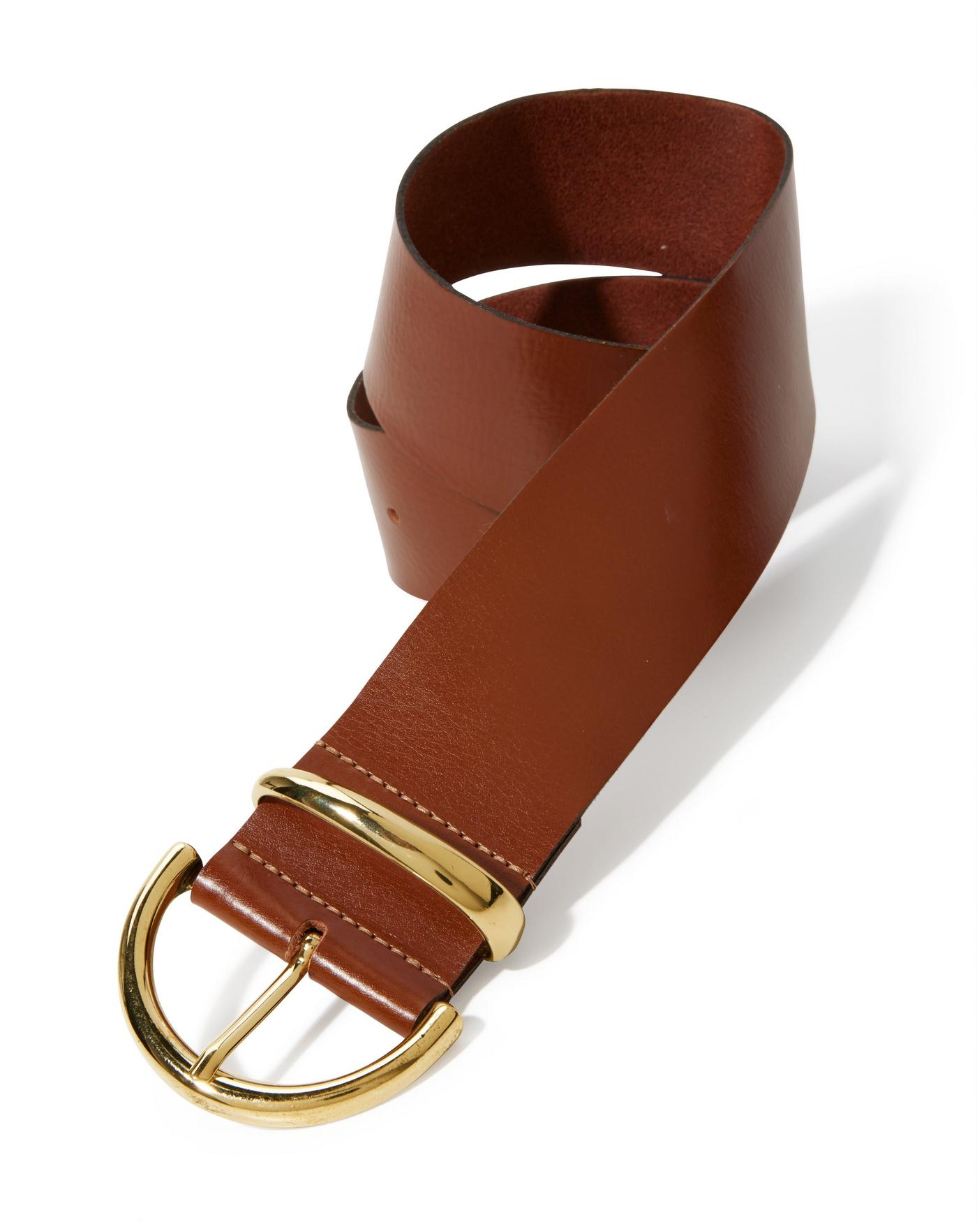 Wide Waist Leather Belt Brown