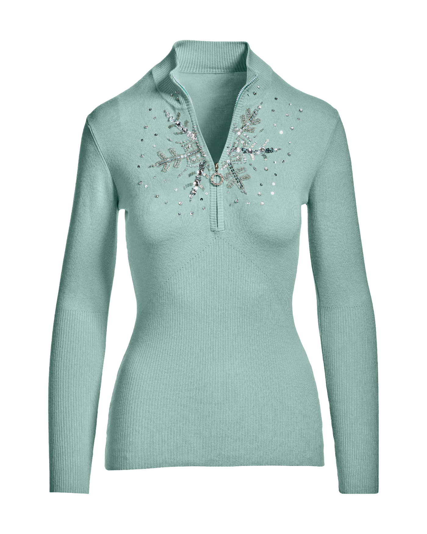 Snowflake Zip Sweater Surf Spray