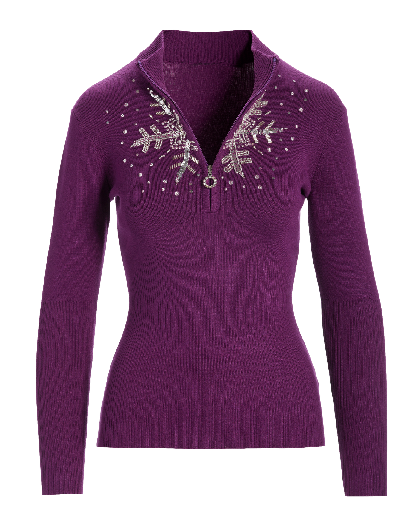 Snowflake Zip Sweater Grape Juice | Boston Proper