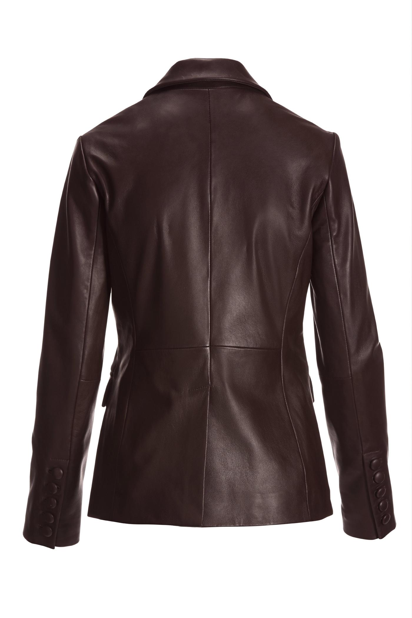 Leather Single Button Blazer Chocolate Brown Boston Proper