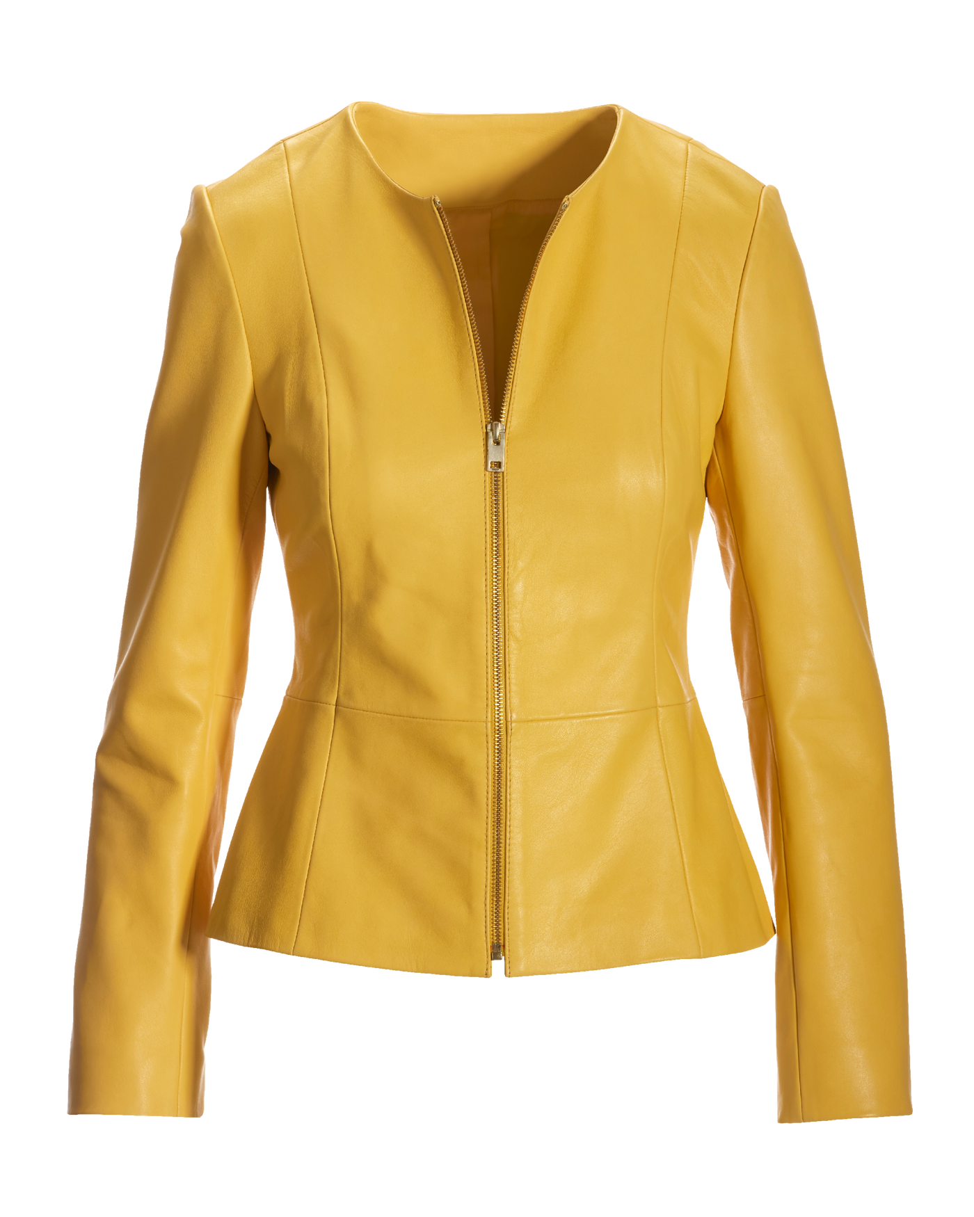 Collarless Peplum Leather Jacket Yellow Boston Proper