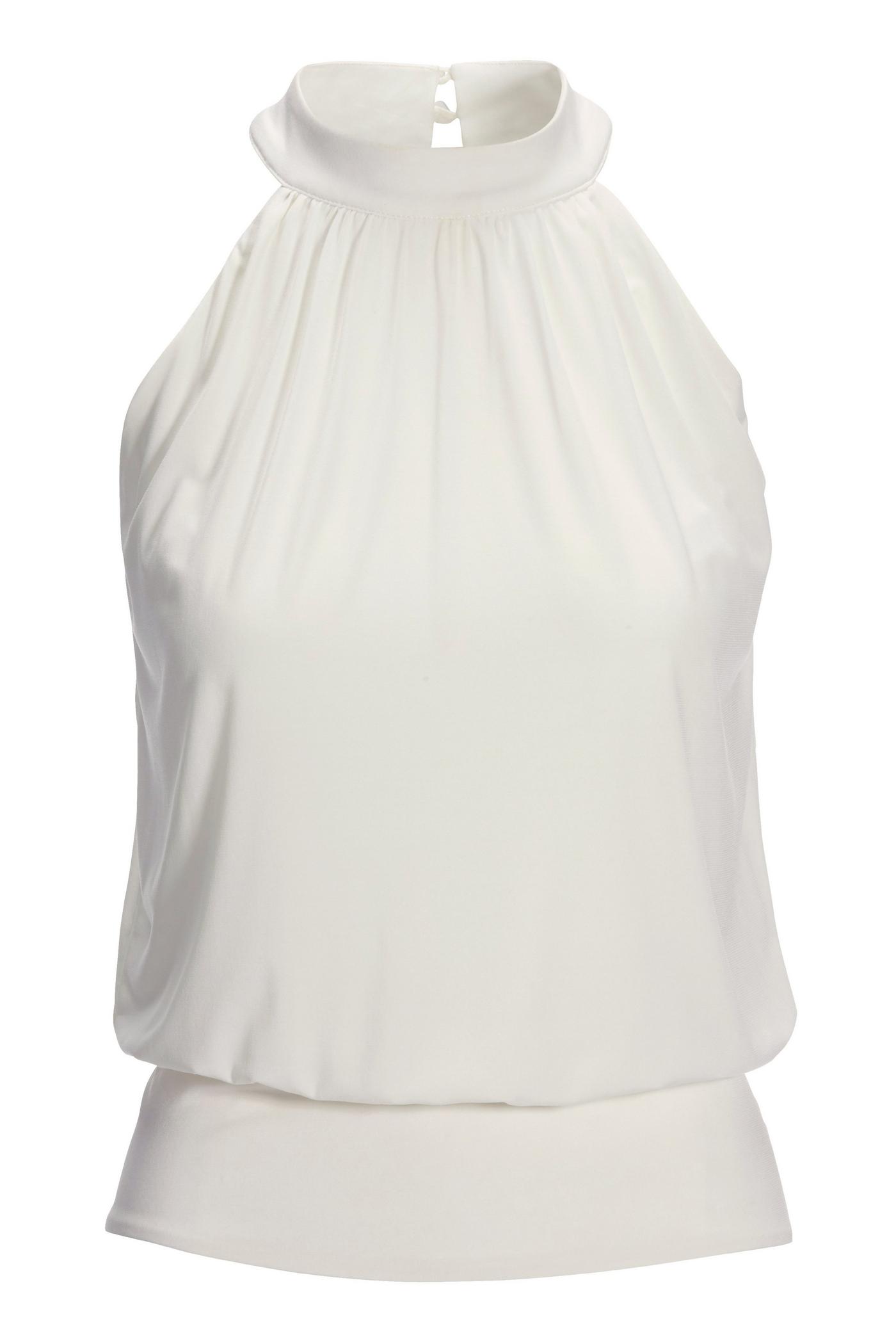 Banded Bottom Mock Neck Halter Top - Off White | Boston Proper