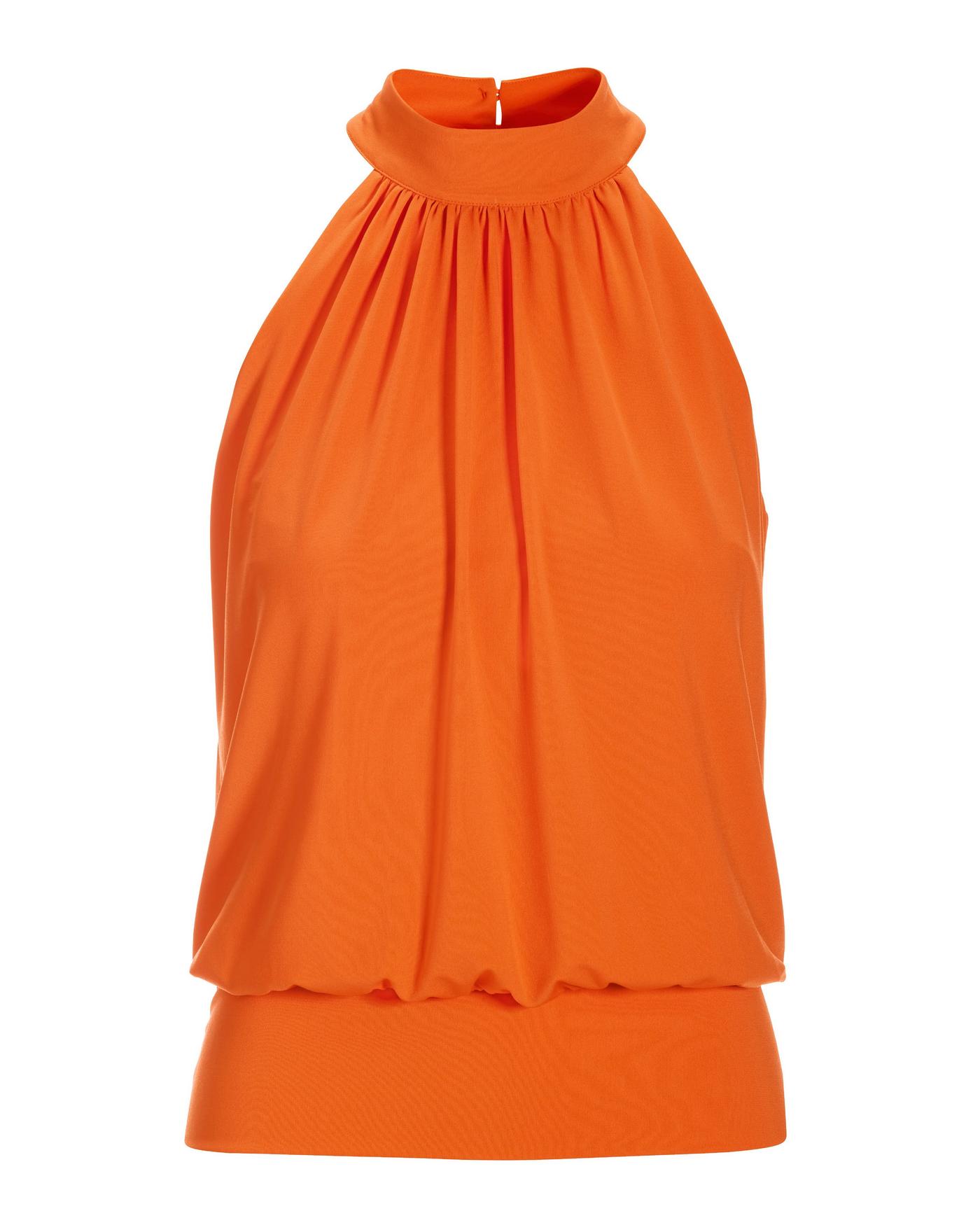 Halter Banded Bottom Mock Neck Top 2AV38 - Firecracker Halter Banded Bottom Mock Neck Top 2AV38 - Firecracker