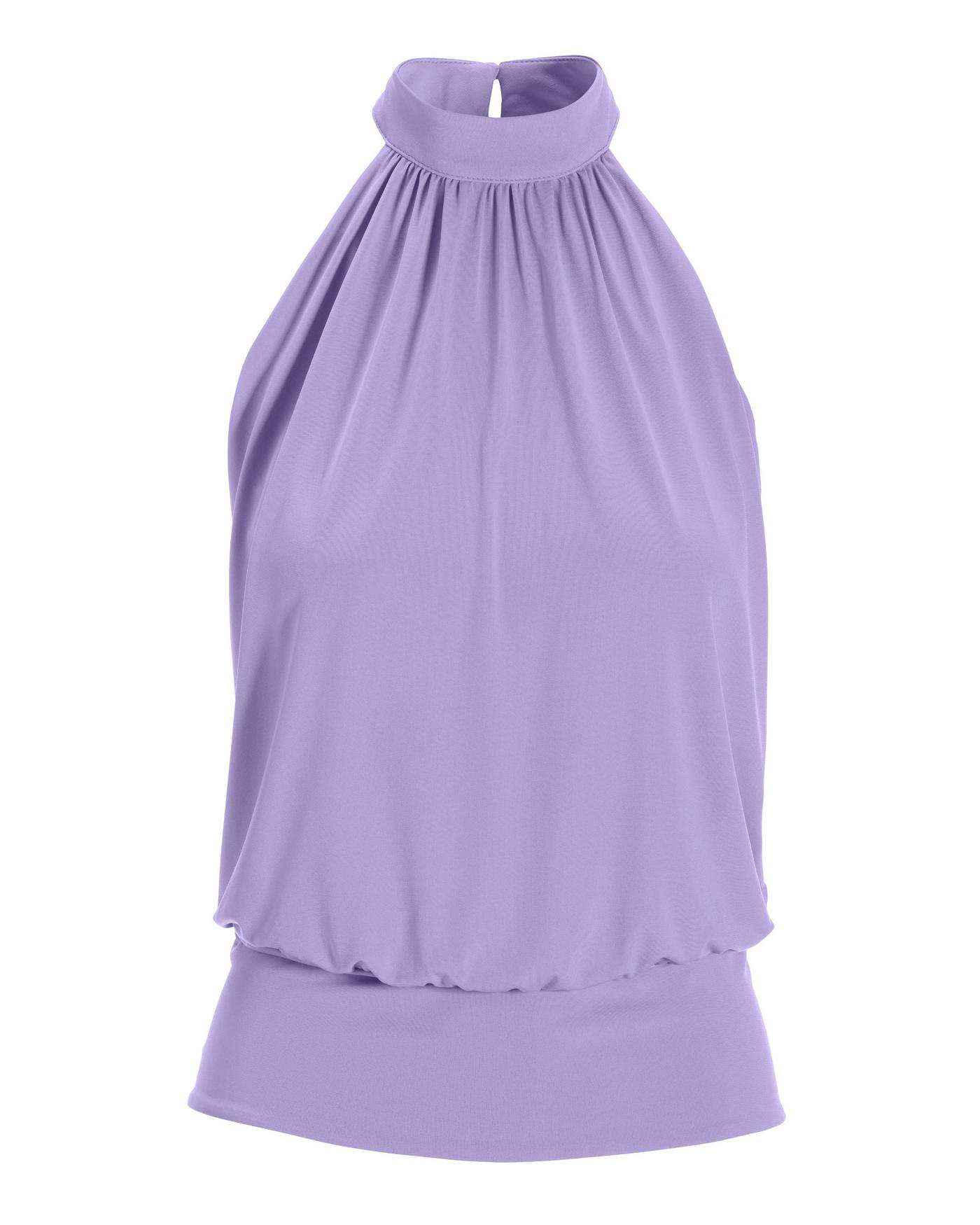 Banded Bottom Mock Neck Halter Top - Lavender | Boston Proper