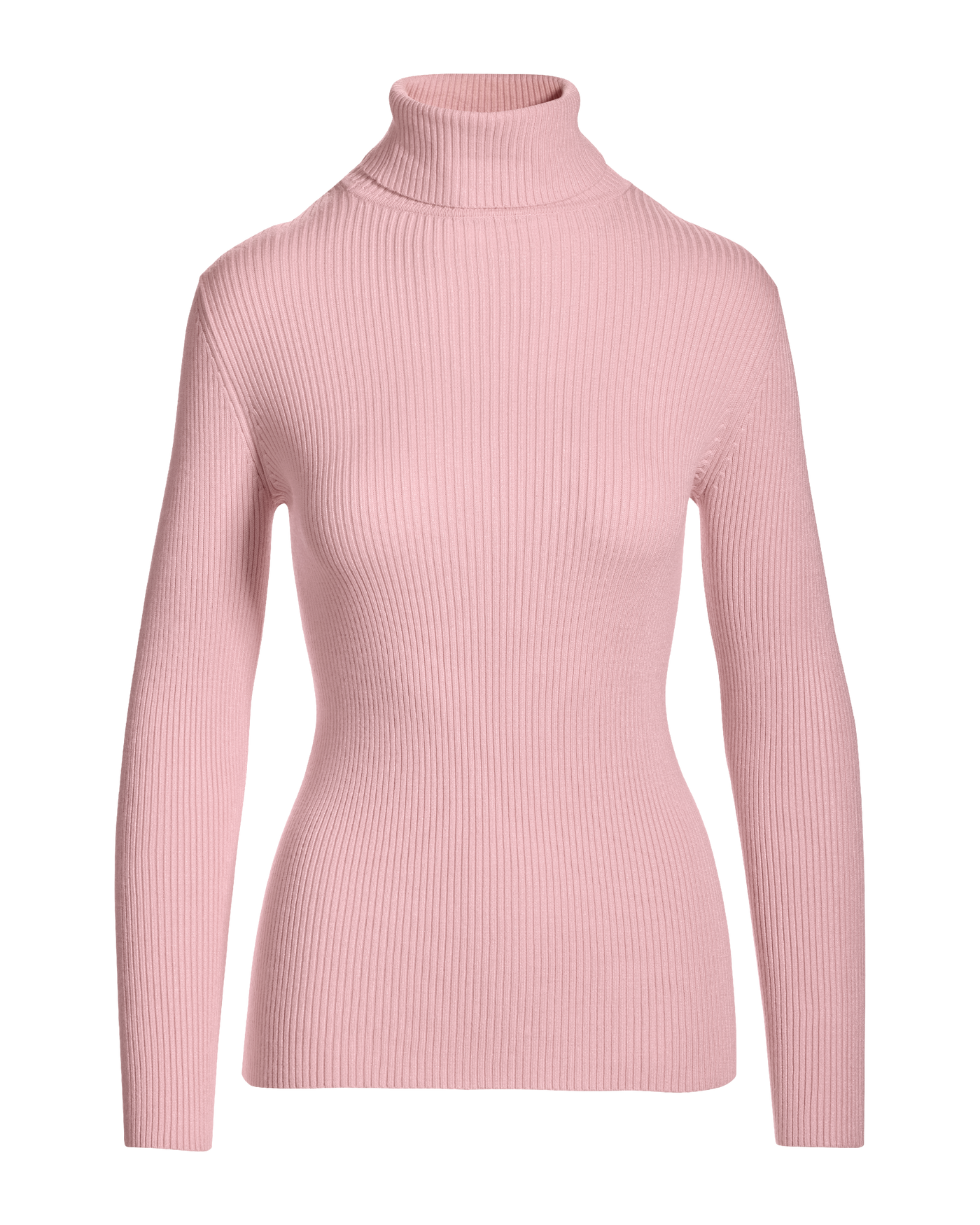 Ribbed Turtleneck Sweater Soft Pink