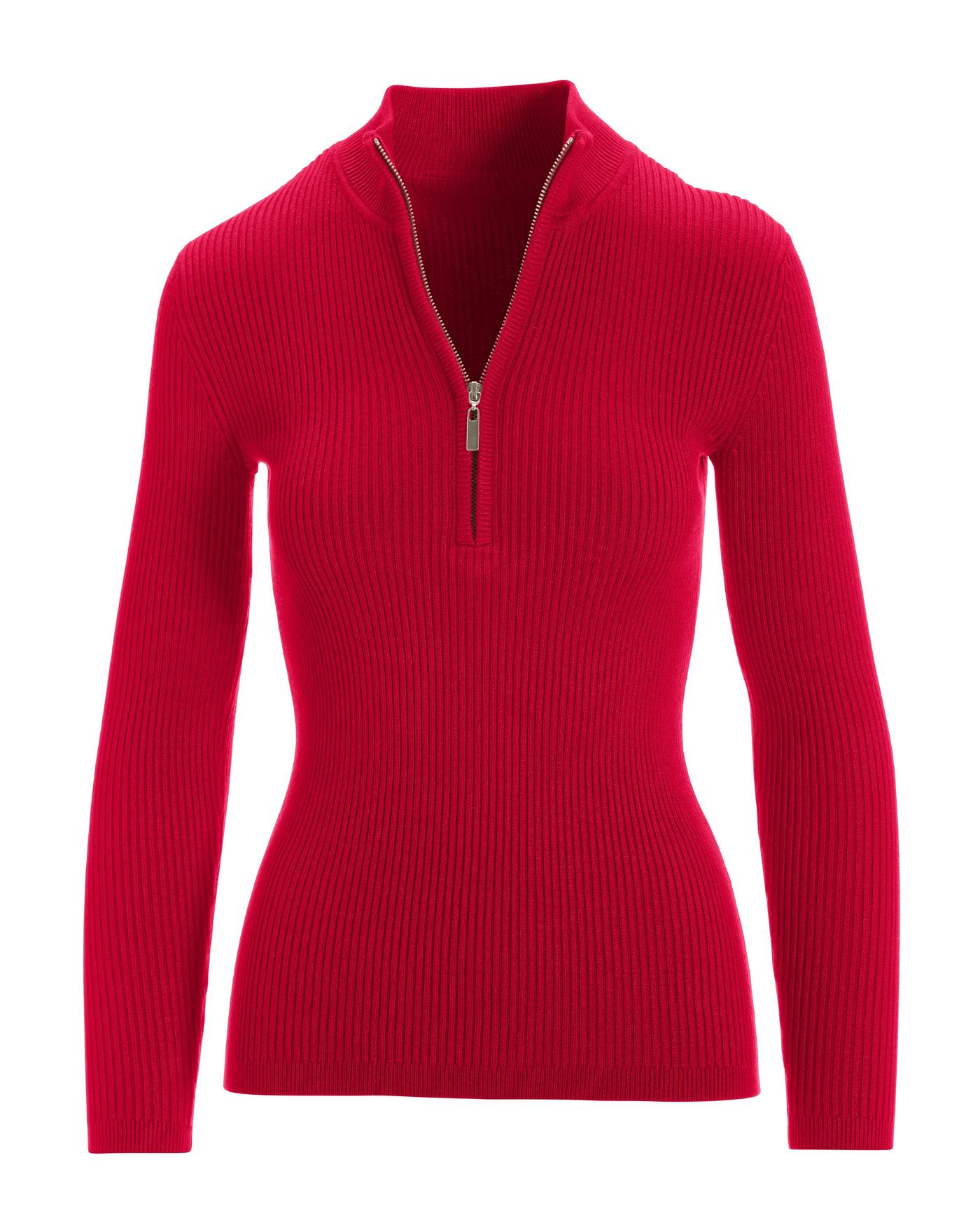 Ribbed Half Zip Up Sweater - Lollipop | Boston Proper Ribbed Half Zip Up Sweater - Lollipop | Boston Proper