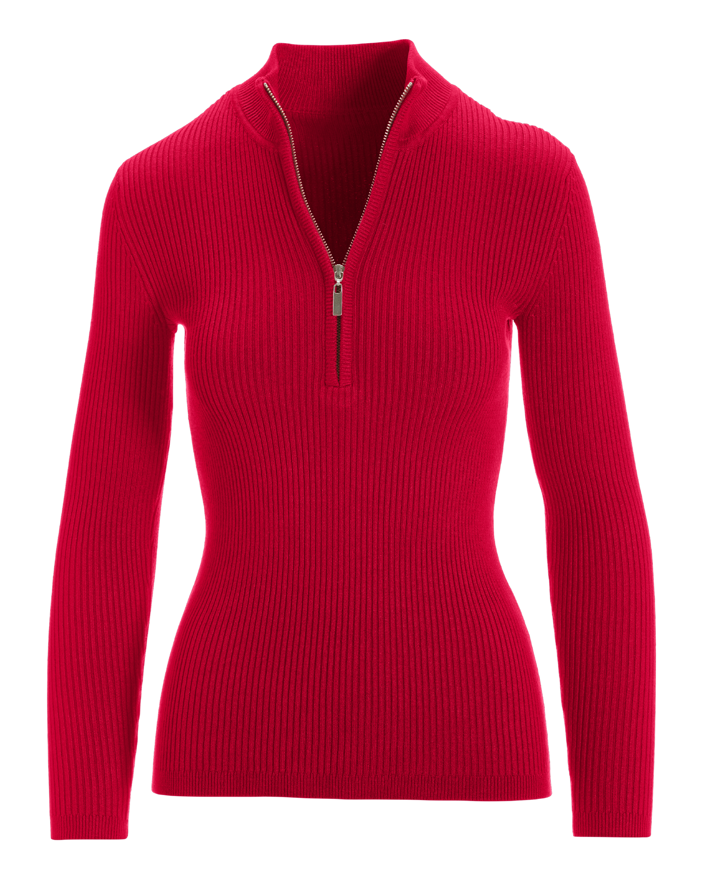 Ribbed Half Zip Up Sweater Lipstick Red | Boston Proper