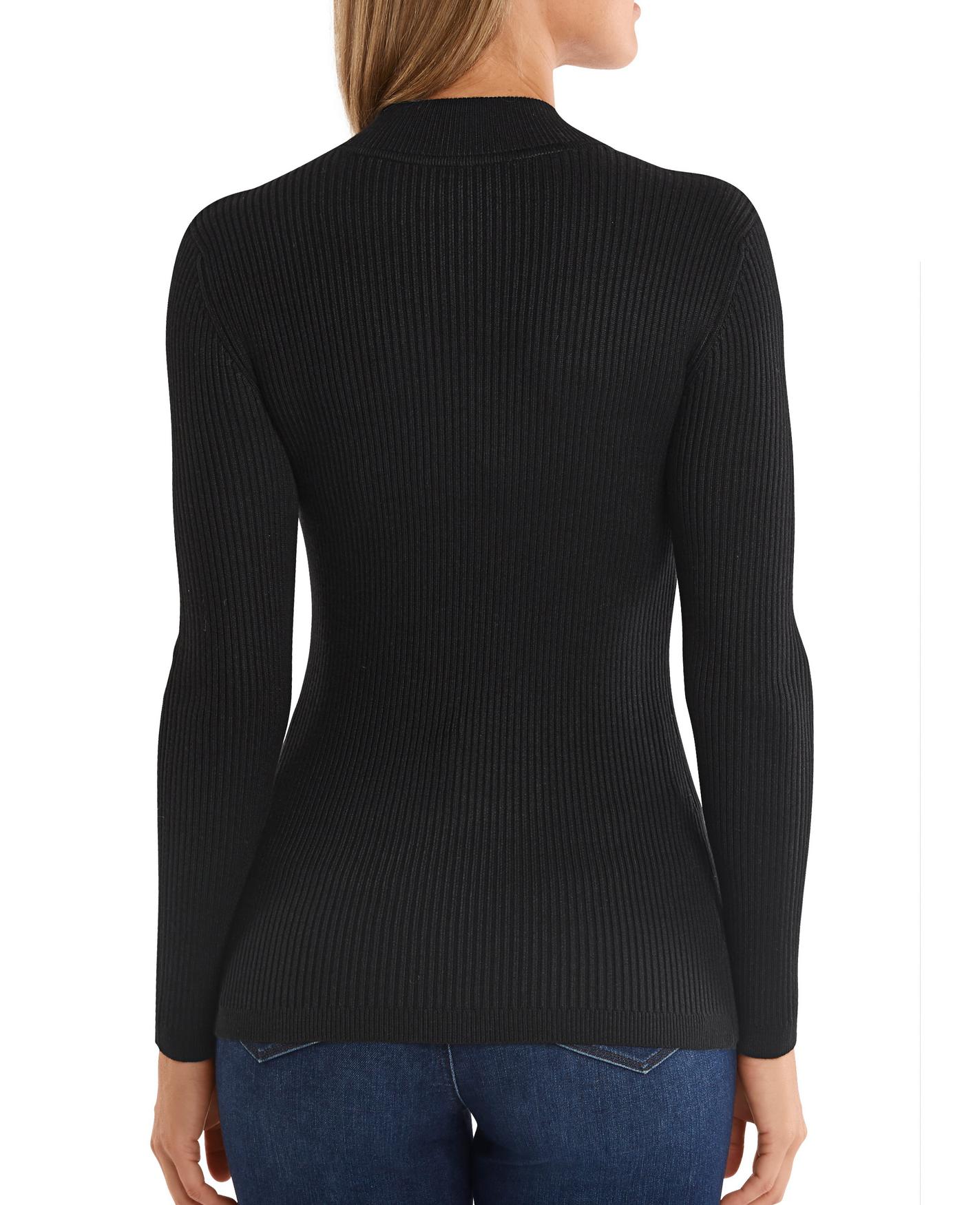 Ribbed Half Zip Up Sweater Proper - Black | Boston Proper
