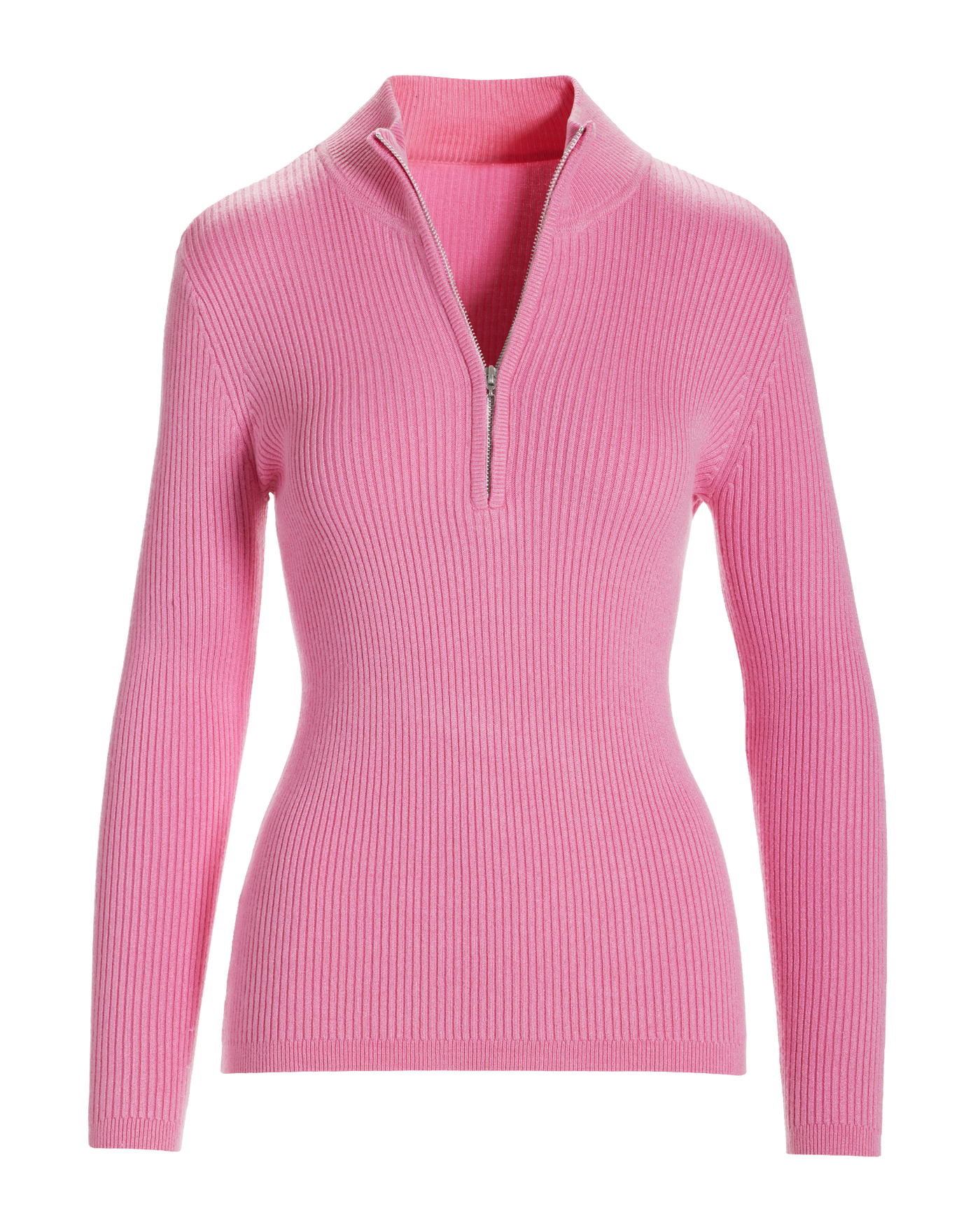 Ribbed Half Zip Up Sweater - Rosebloom Pink | Boston Proper